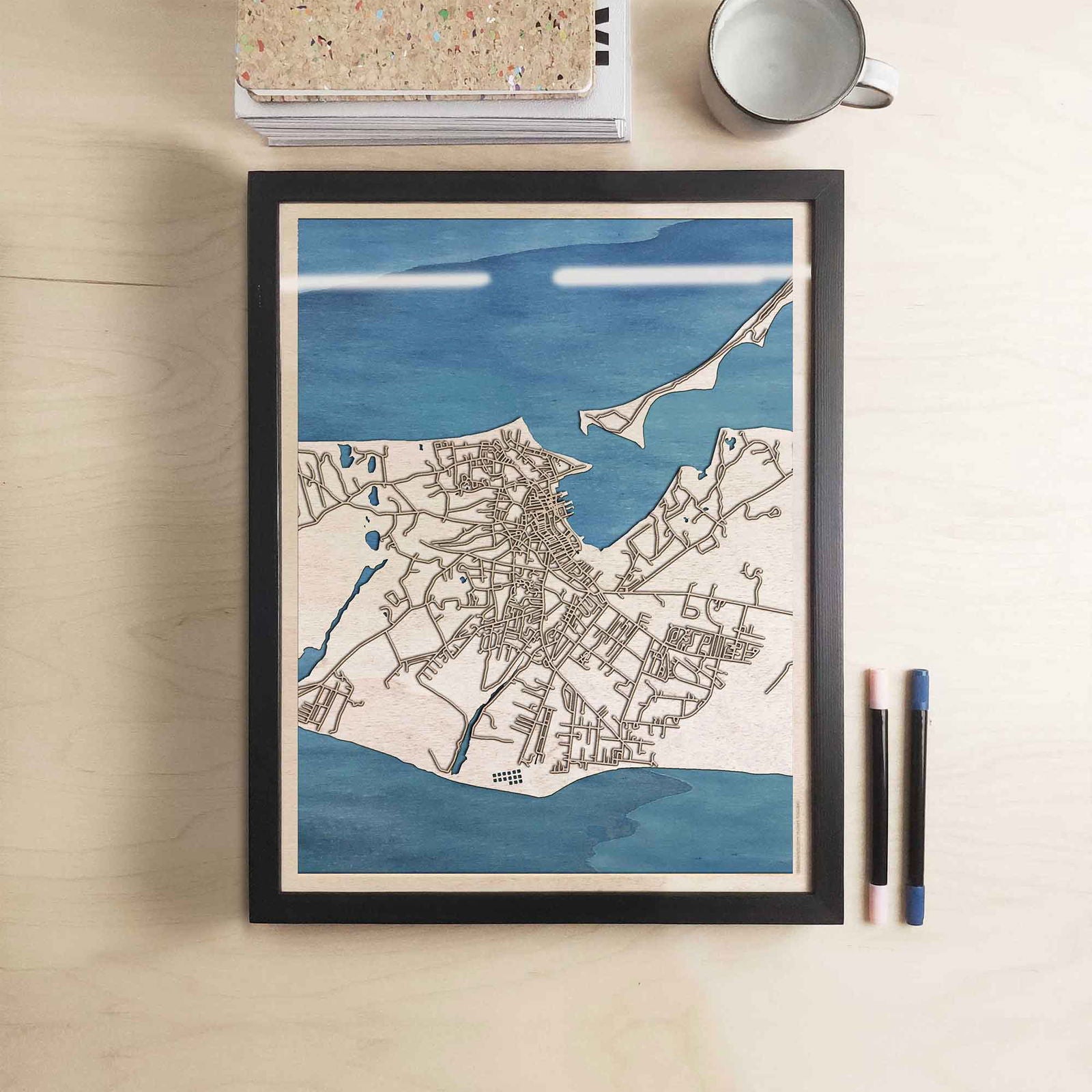 Nantucket Wooden Map by CityWood - Custom Wood Map Art - Unique Laser Cut Engraved - Anniversary Gift