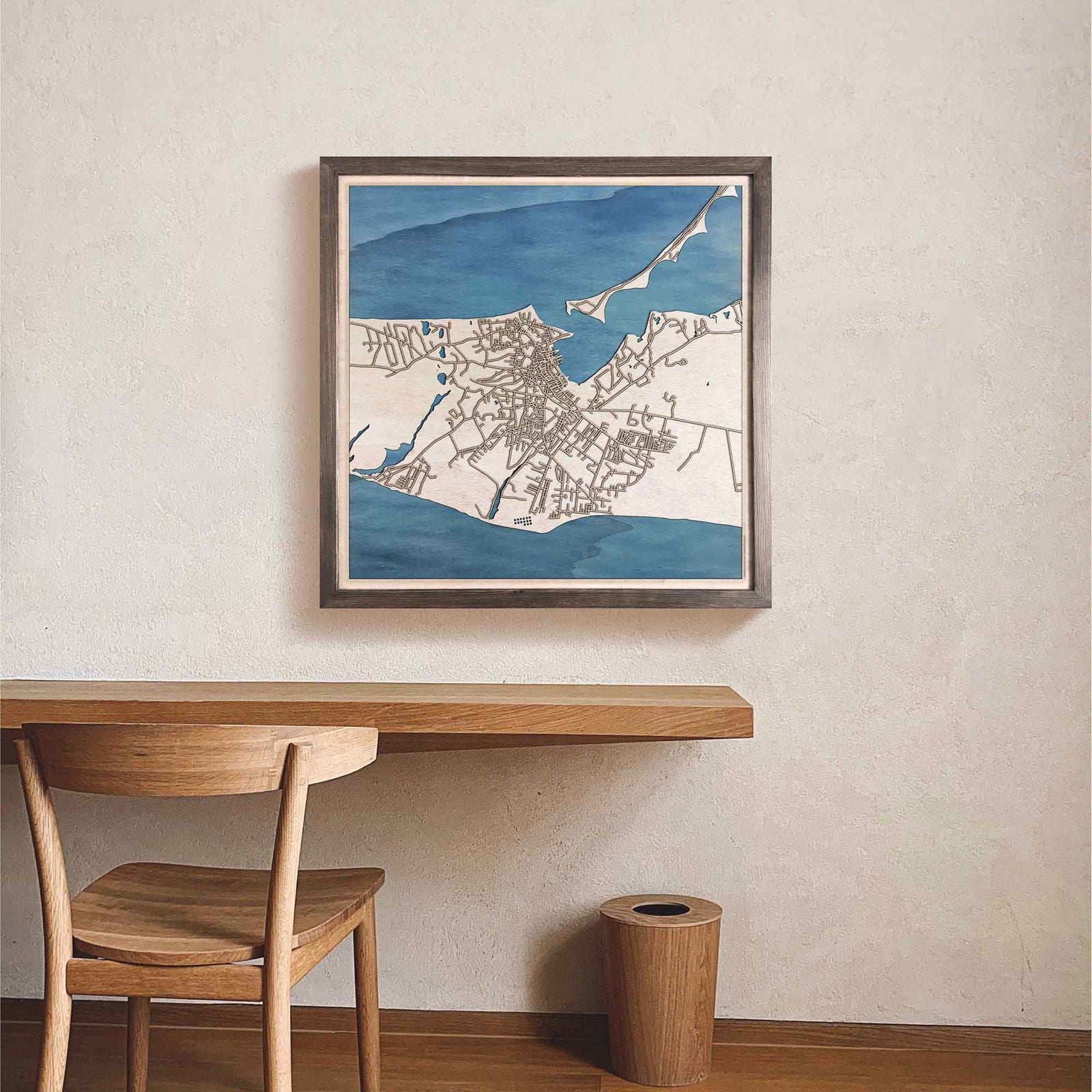 Nantucket Wooden Map by CityWood - Custom Wood Map Art - Unique Laser Cut Engraved - Anniversary Gift