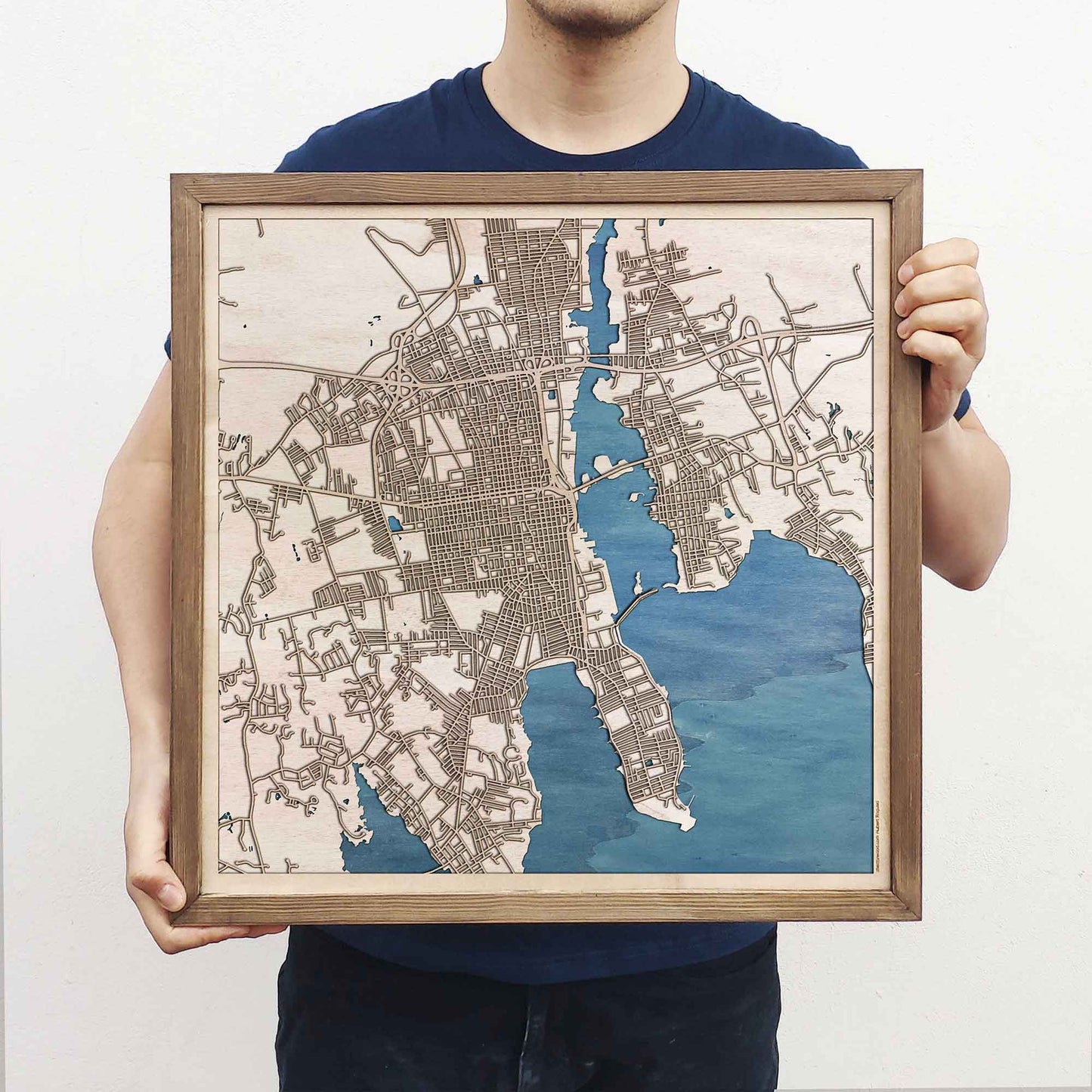 New Bedford Wooden Map by CityWood - Custom Wood Map Art - Unique Laser Cut Engraved - Anniversary Gift