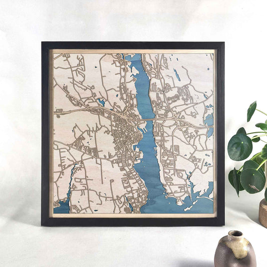 New London Wooden Map by CityWood - Custom Wood Map Art - Unique Laser Cut Engraved - Anniversary Gift