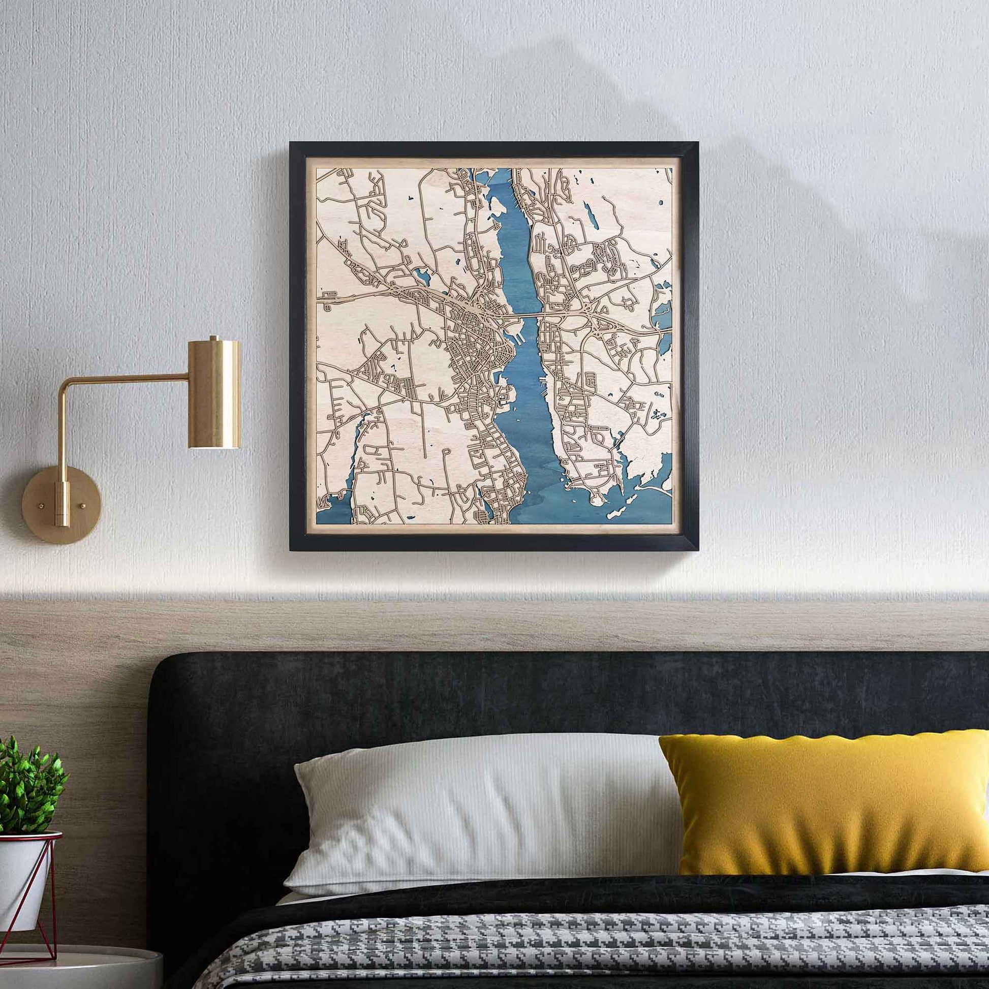 New London Wooden Map by CityWood - Custom Wood Map Art - Unique Laser Cut Engraved - Anniversary Gift