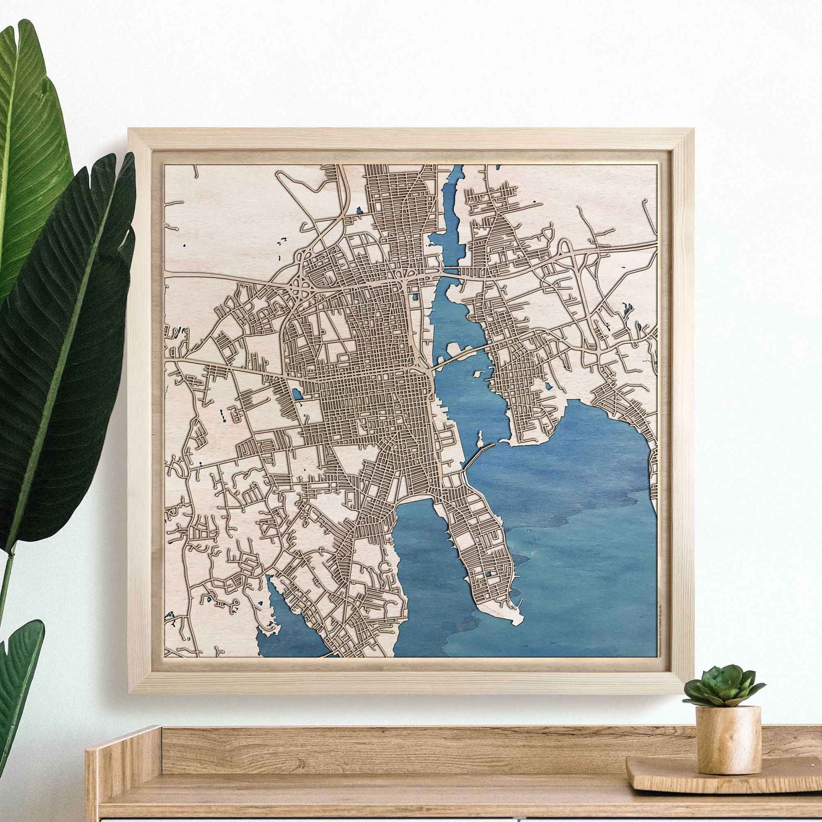 New Bedford Wooden Map by CityWood - Custom Wood Map Art - Unique Laser Cut Engraved - Anniversary Gift