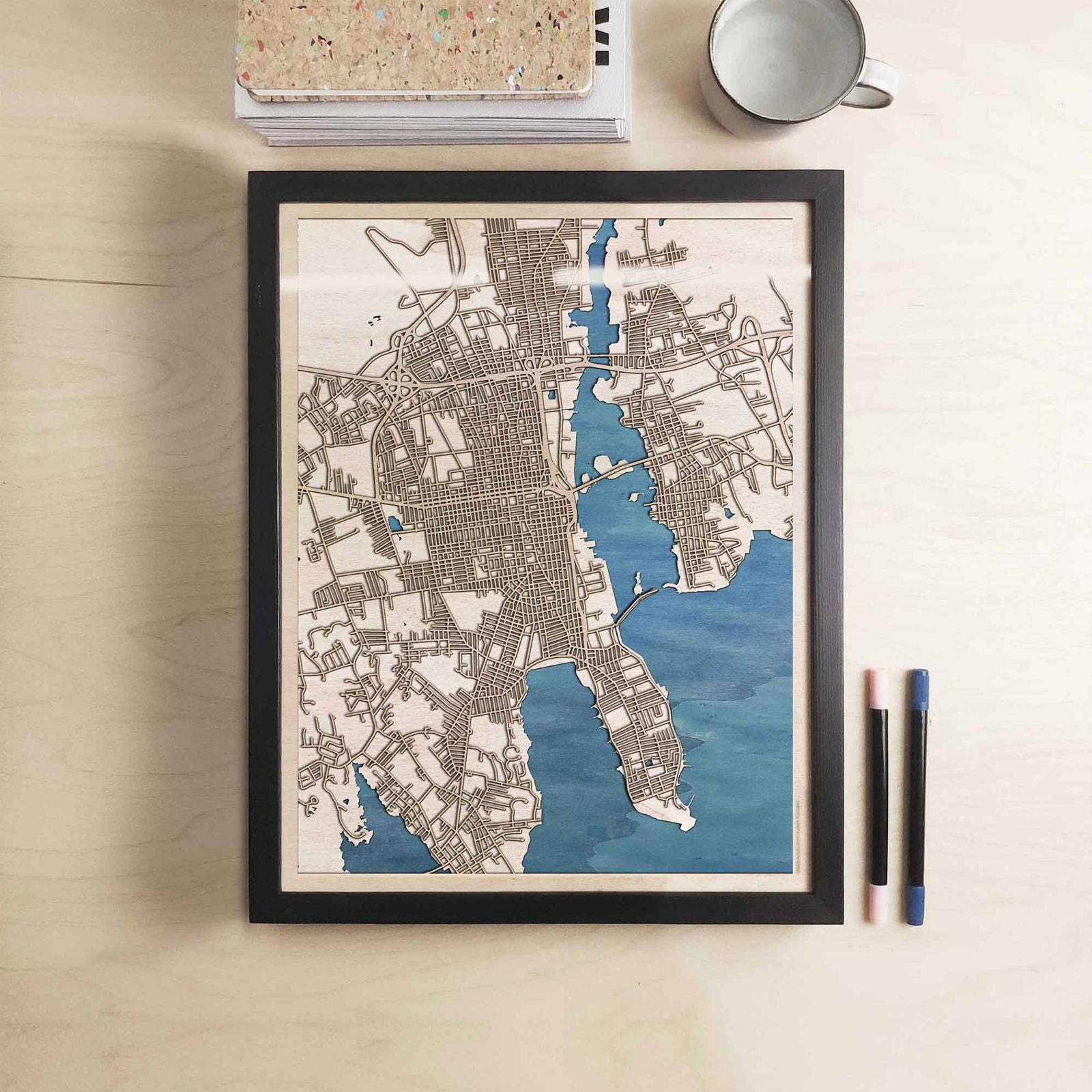 New Bedford Wooden Map by CityWood - Custom Wood Map Art - Unique Laser Cut Engraved - Anniversary Gift