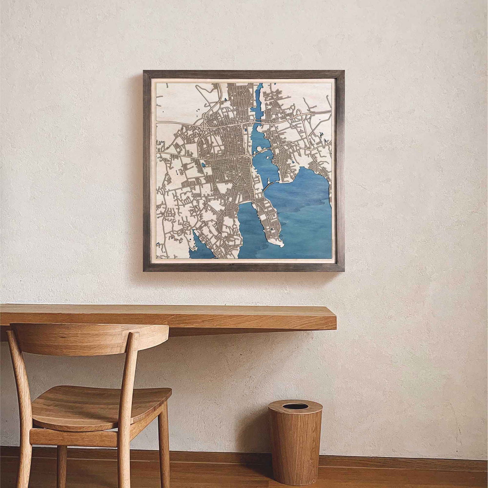 New Bedford Wooden Map by CityWood - Custom Wood Map Art - Unique Laser Cut Engraved - Anniversary Gift