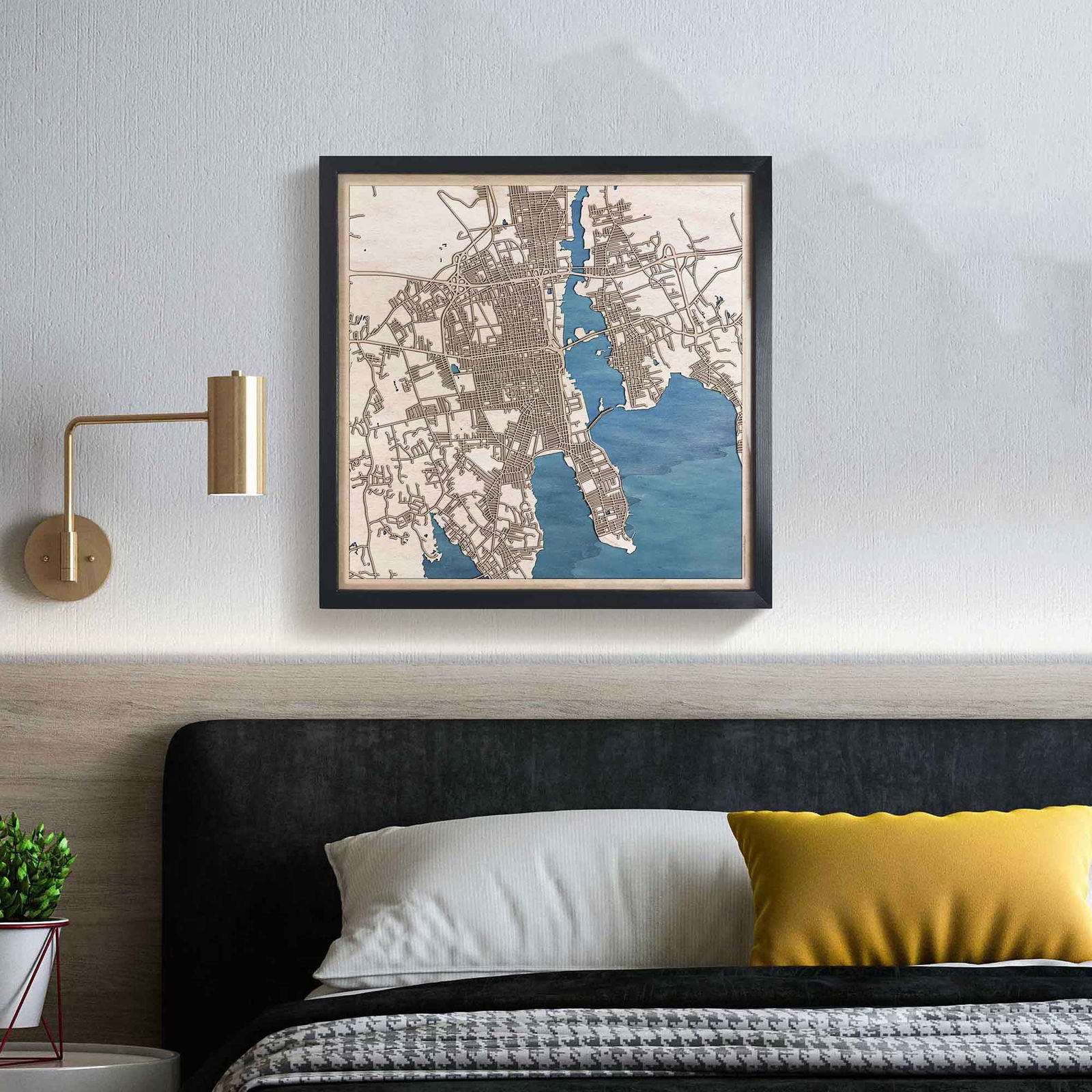 New Bedford Wooden Map by CityWood - Custom Wood Map Art - Unique Laser Cut Engraved - Anniversary Gift