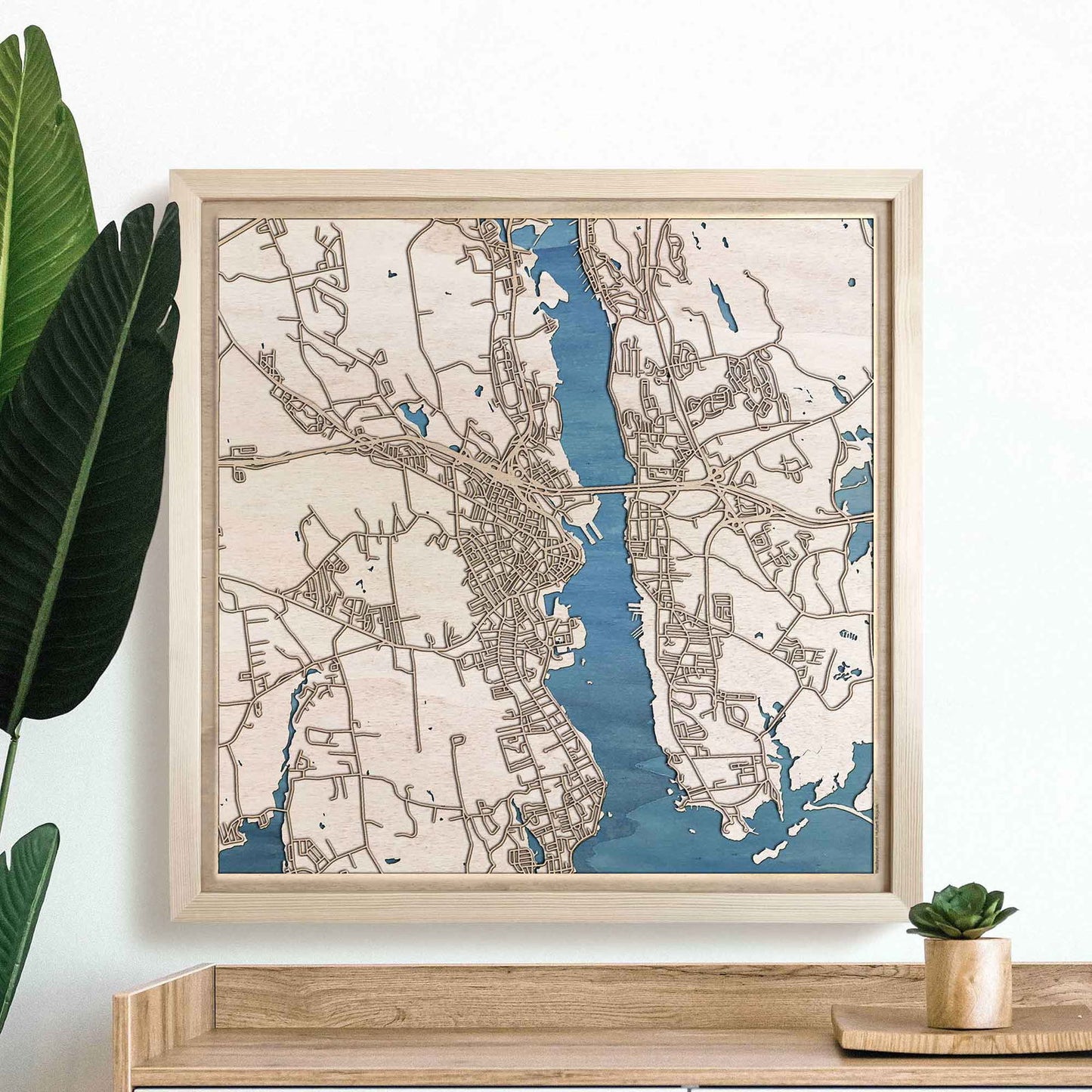 New London Wooden Map by CityWood - Custom Wood Map Art - Unique Laser Cut Engraved - Anniversary Gift