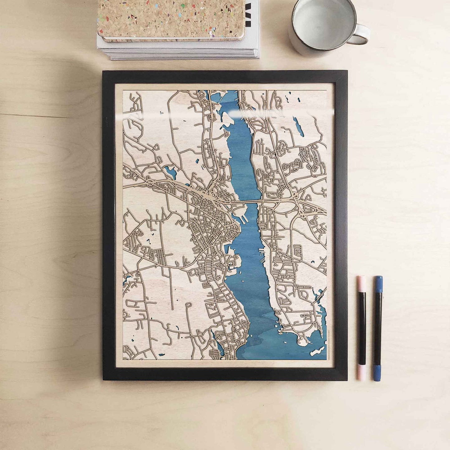 New London Wooden Map by CityWood - Custom Wood Map Art - Unique Laser Cut Engraved - Anniversary Gift