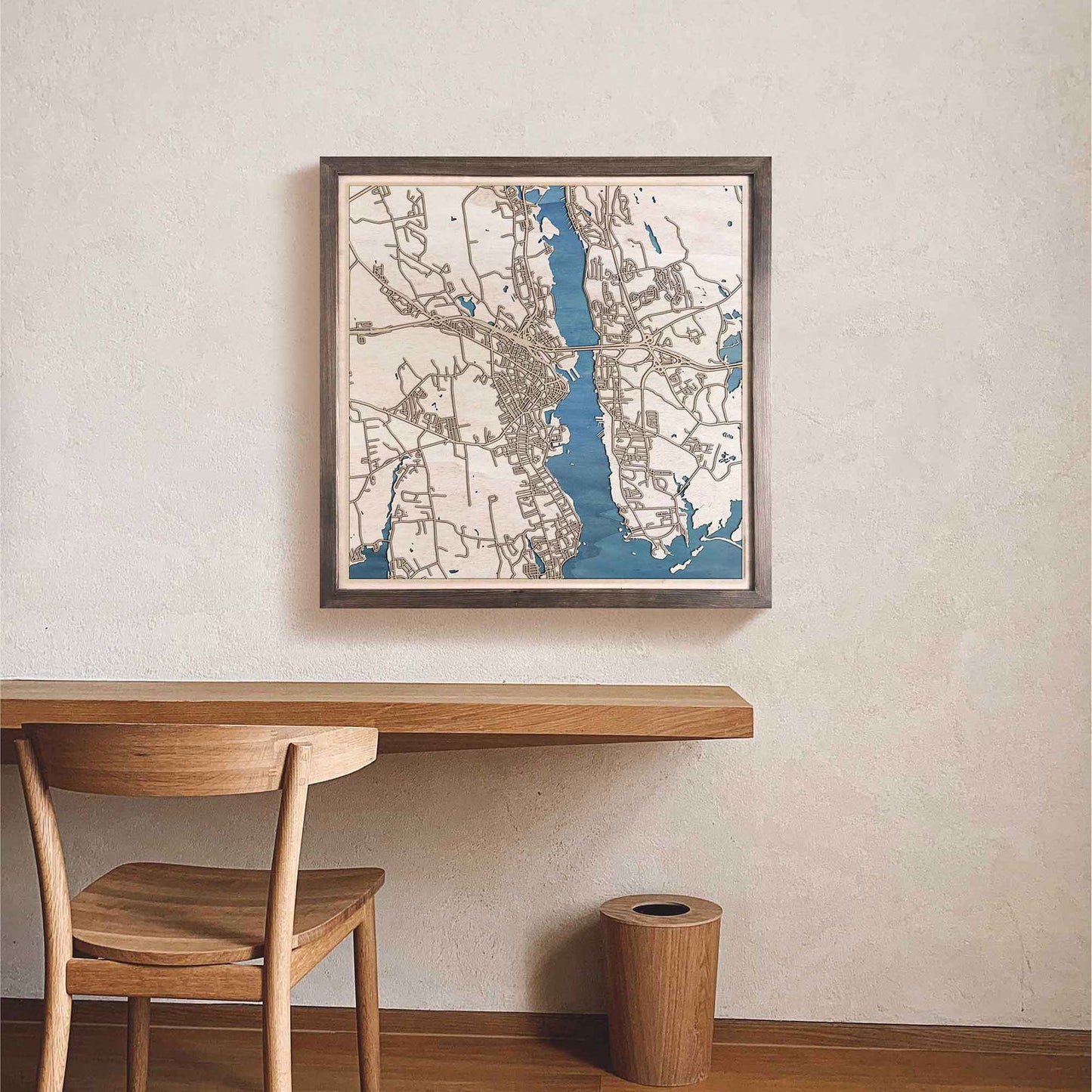New London Wooden Map by CityWood - Custom Wood Map Art - Unique Laser Cut Engraved - Anniversary Gift