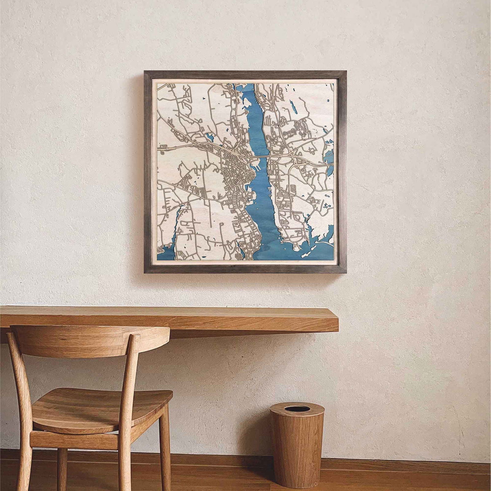 New London Wooden Map by CityWood - Custom Wood Map Art - Unique Laser Cut Engraved - Anniversary Gift