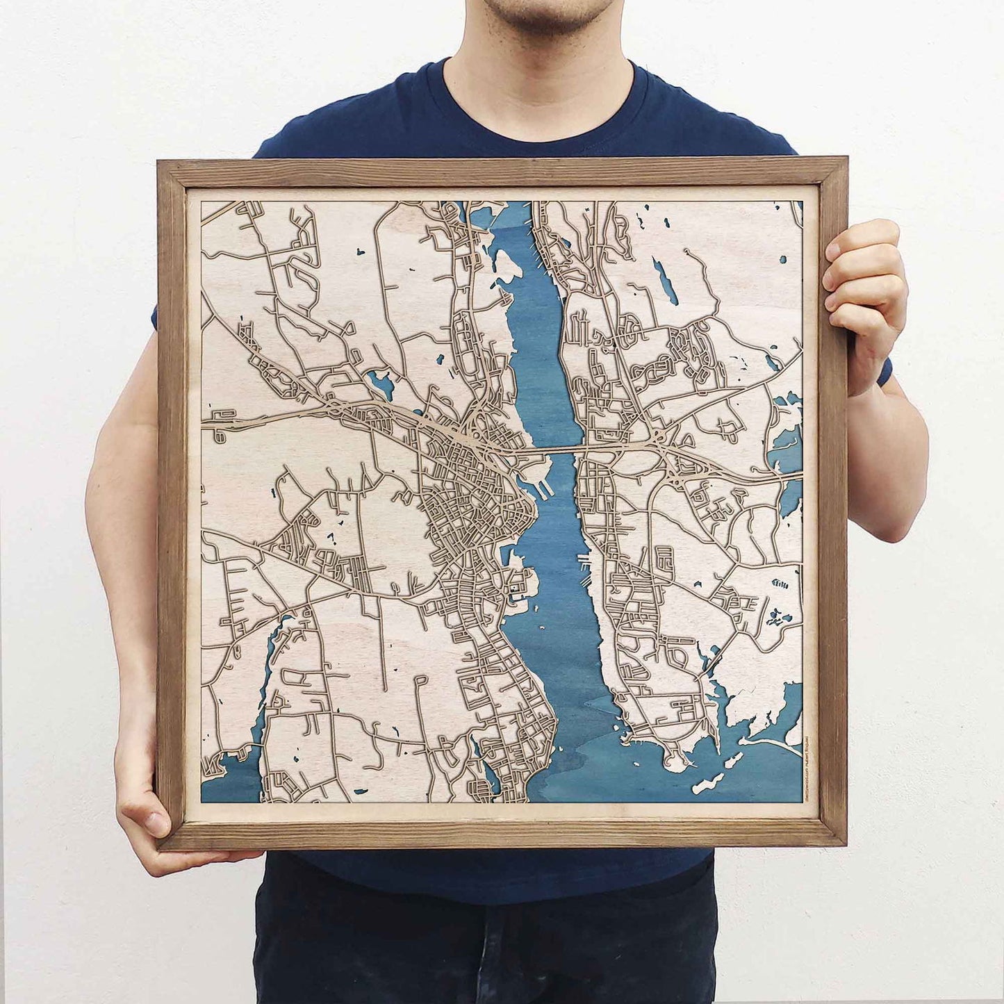 New London Wooden Map by CityWood - Custom Wood Map Art - Unique Laser Cut Engraved - Anniversary Gift