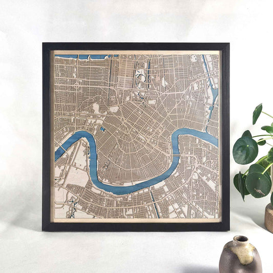 New Orleans Wooden Map by CityWood - Custom Wood Map Art - Unique Laser Cut Engraved - Anniversary Gift