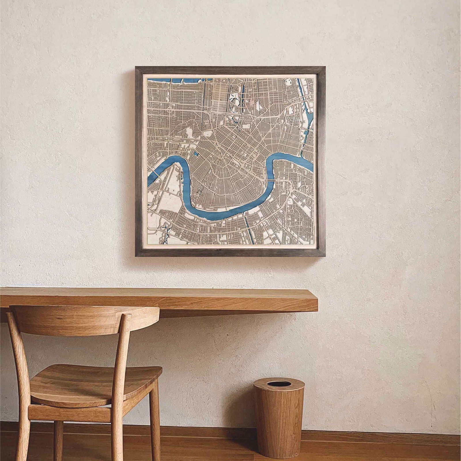 New Orleans Wooden Map by CityWood - Custom Wood Map Art - Unique Laser Cut Engraved - Anniversary Gift