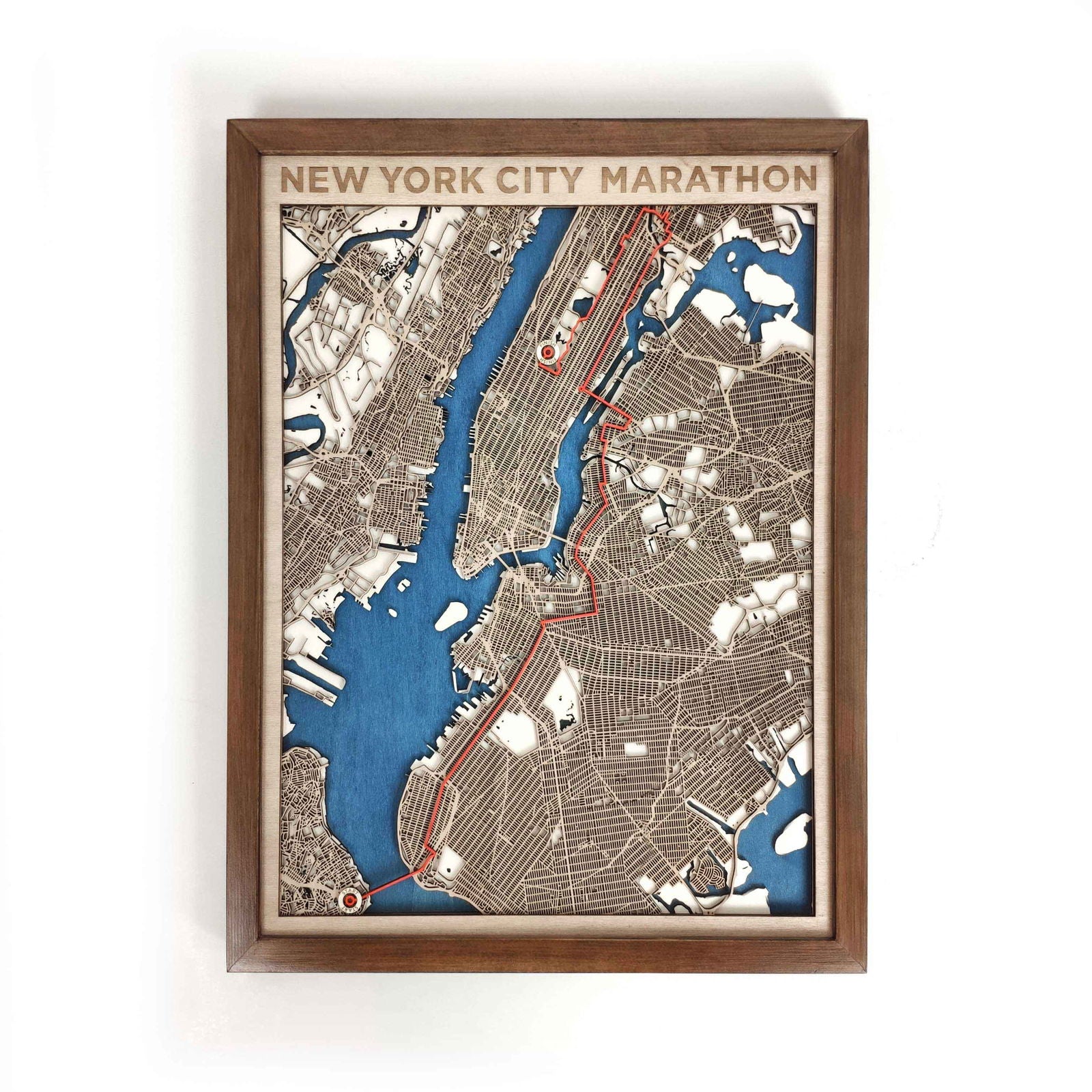 New York City Marathon Commemorative Wooden Route Map – Collector's Item by CityWood - Custom Wood Map Art - Unique Laser Cut Engraved - Anniversary Gift