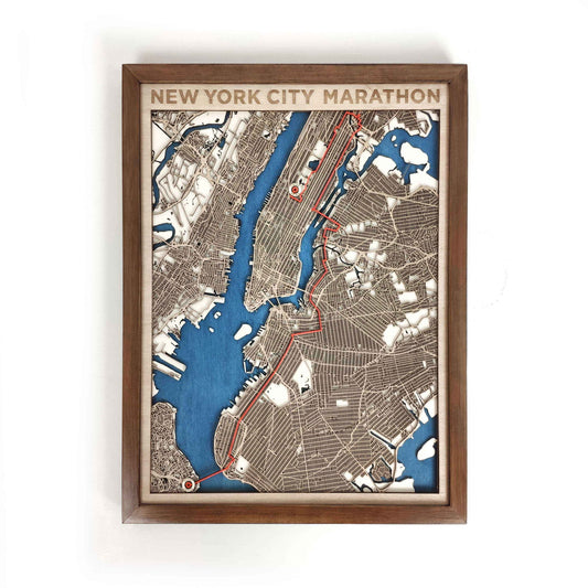 New York City Marathon Commemorative Wooden Route Map – Collector's Item by CityWood - Custom Wood Map Art - Unique Laser Cut Engraved - Anniversary Gift