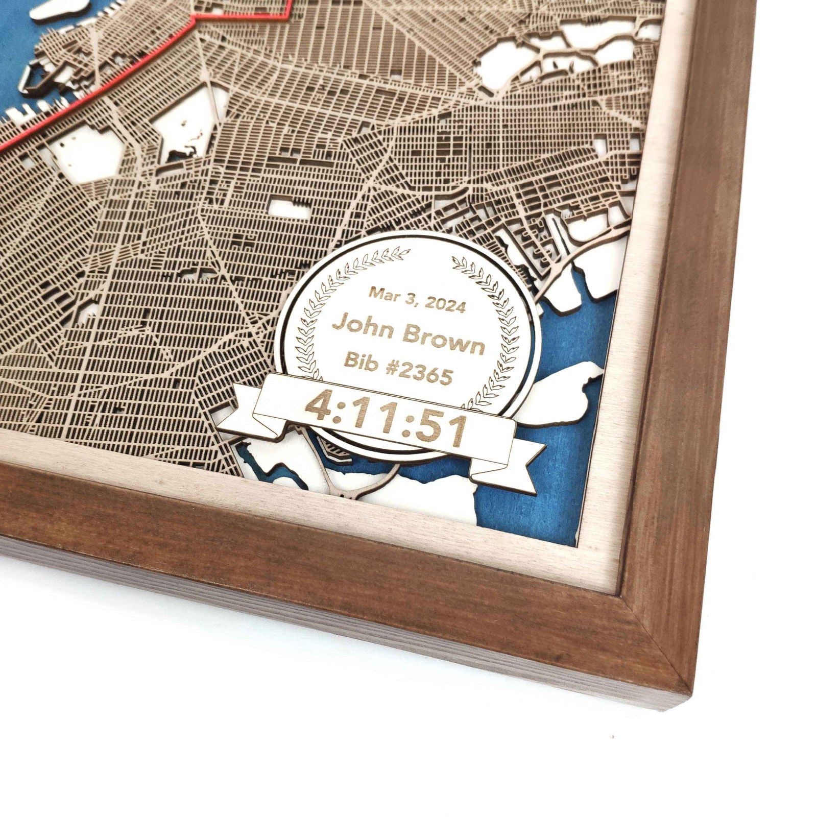 New York City Marathon Commemorative Wooden Route Map – Collector's Item by CityWood - Custom Wood Map Art - Unique Laser Cut Engraved - Anniversary Gift