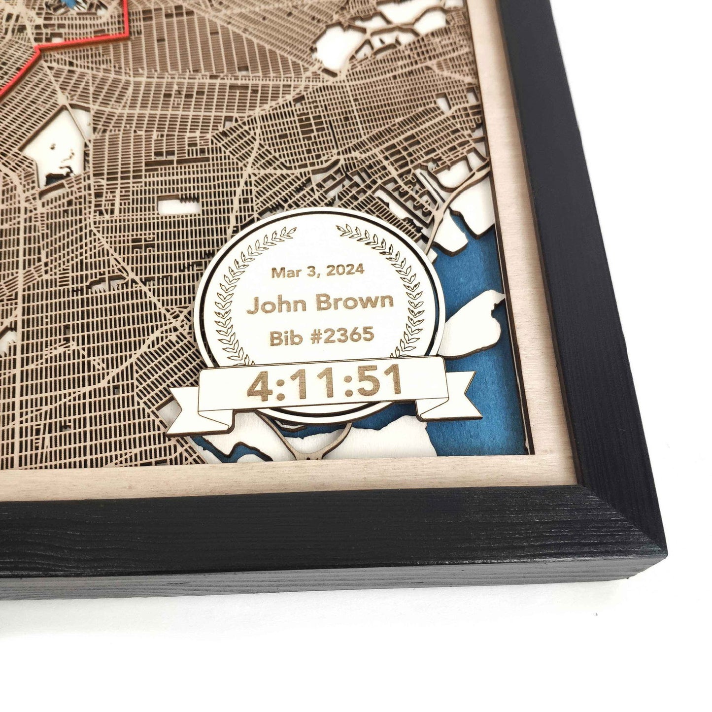 New York City Marathon Course Map - Wall Art Gift by CityWood - Custom Wood Map Art - Unique Laser Cut Engraved - Anniversary Gift