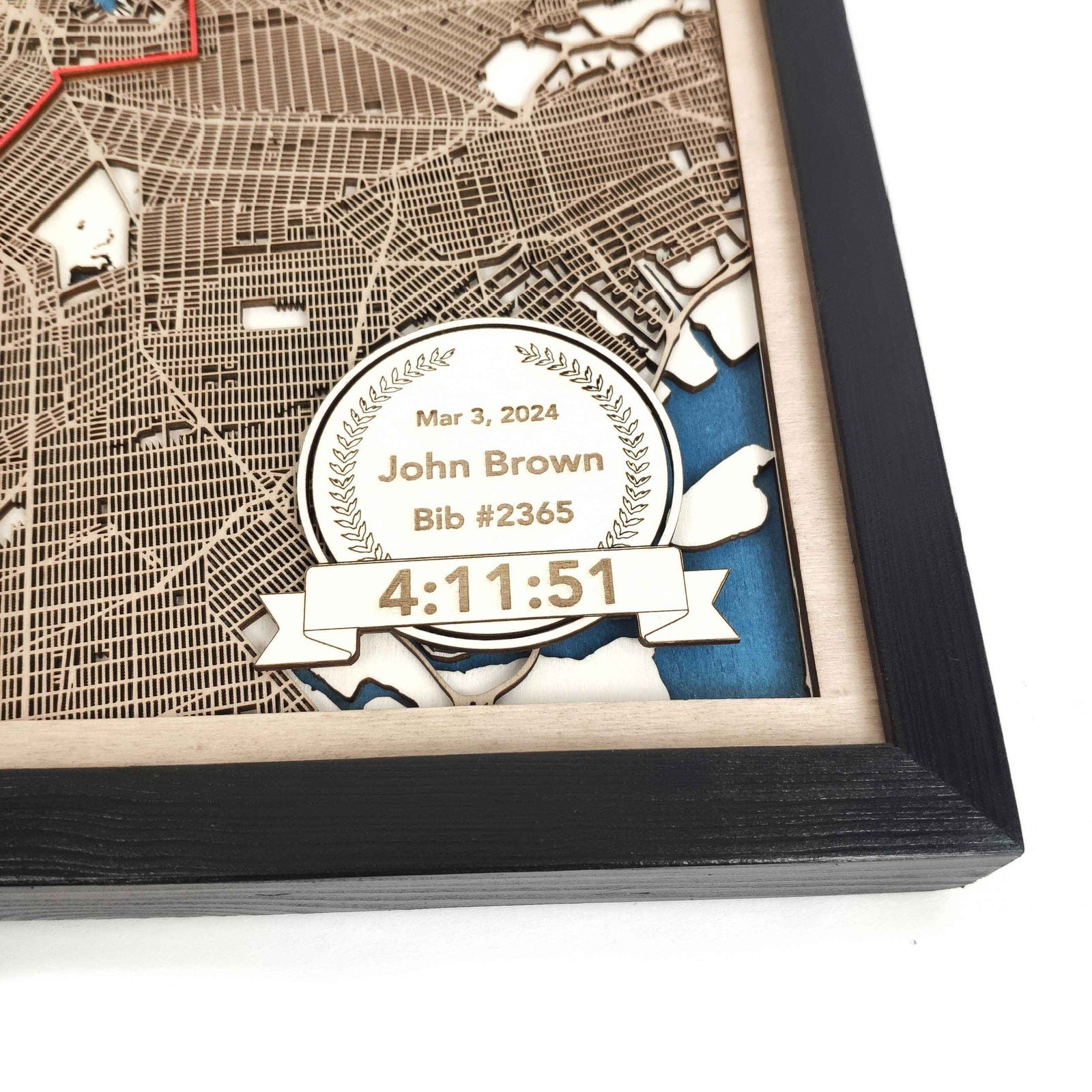 New York City Marathon Course Map - Wall Art Gift by CityWood - Custom Wood Map Art - Unique Laser Cut Engraved - Anniversary Gift