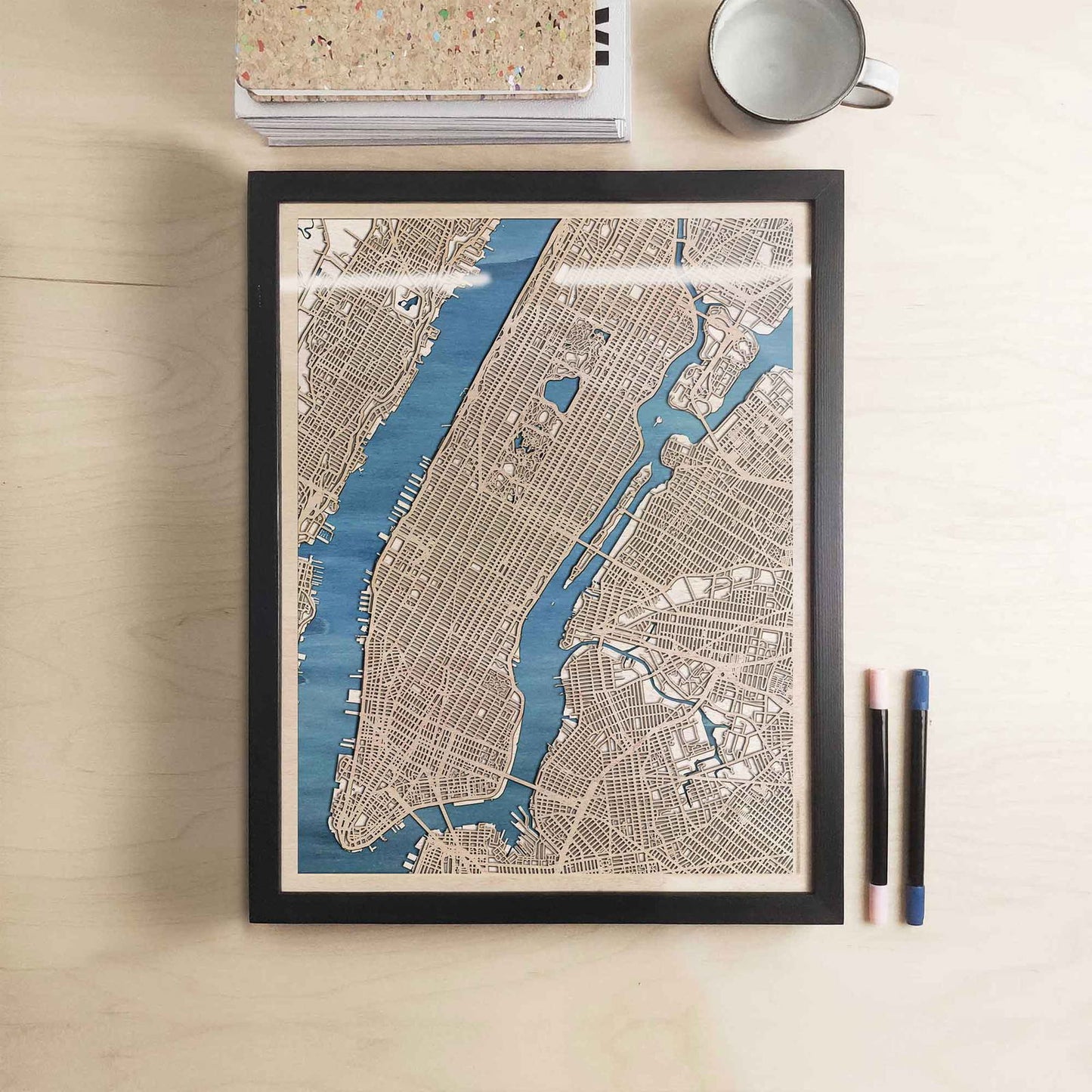 New York Wooden Map by CityWood - Custom Wood Map Art - Unique Laser Cut Engraved - Anniversary Gift