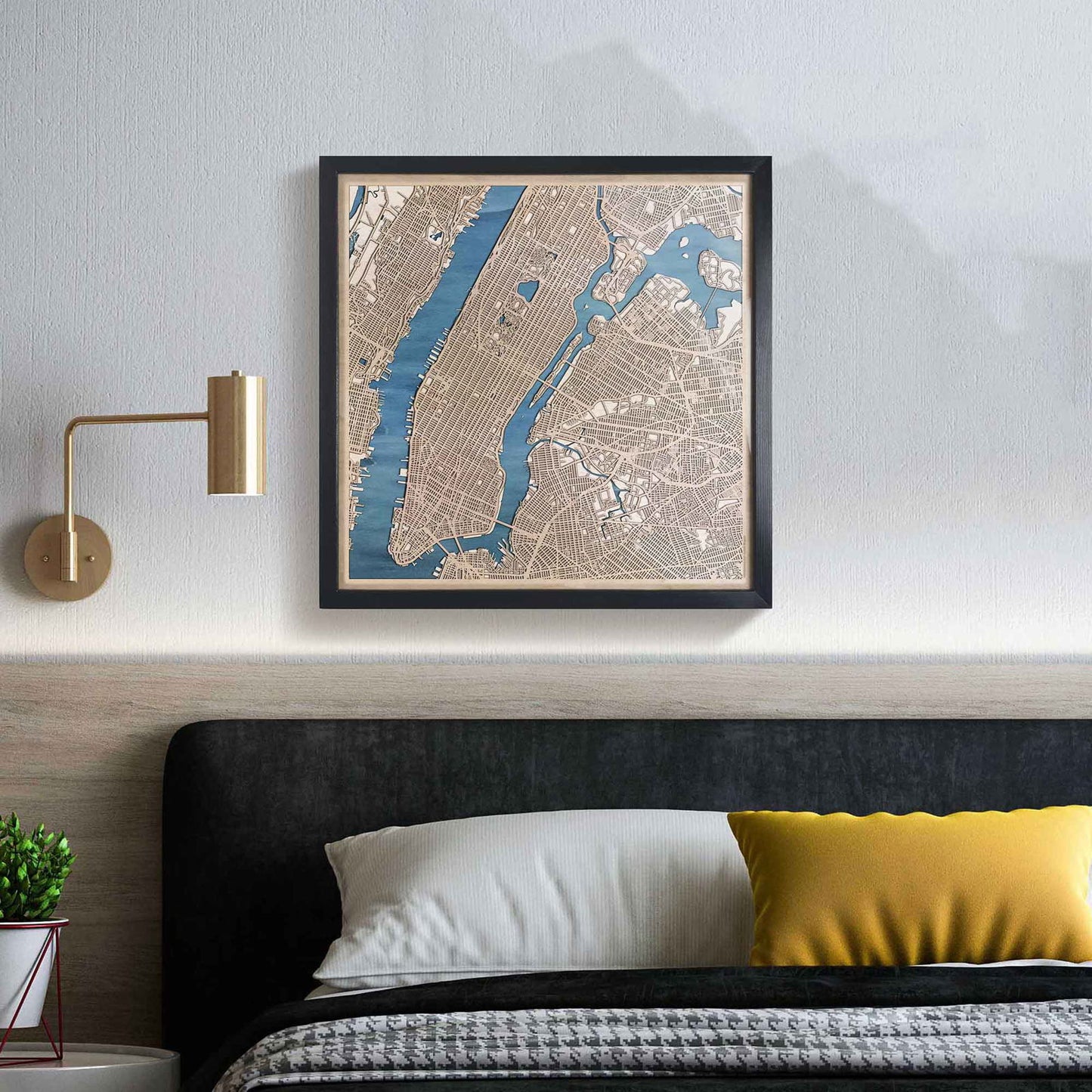 New York Wooden Map by CityWood - Custom Wood Map Art - Unique Laser Cut Engraved - Anniversary Gift