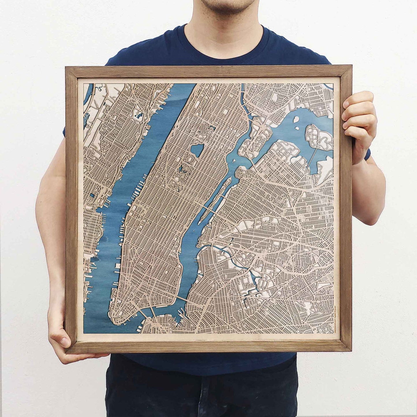 New York Wooden Map by CityWood - Custom Wood Map Art - Unique Laser Cut Engraved - Anniversary Gift