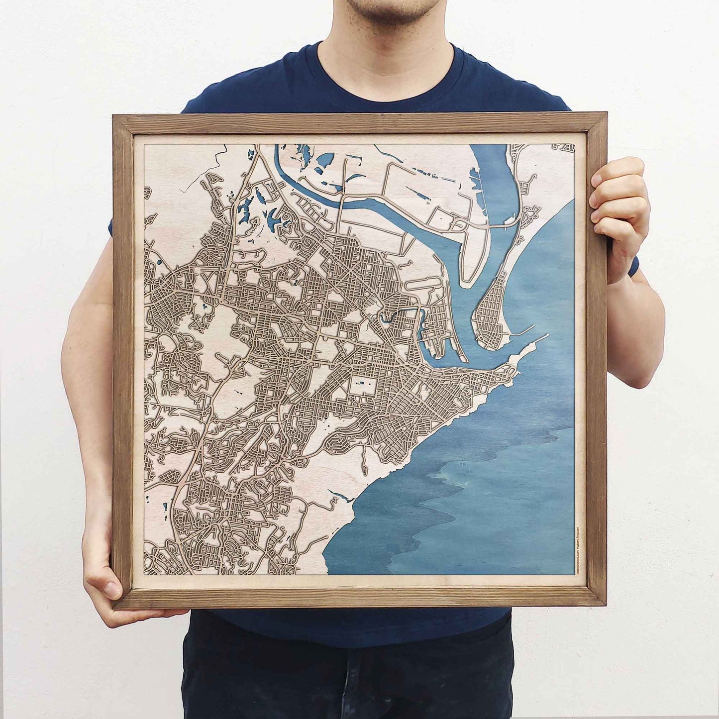 Newcastle Wooden Map by CityWood - Custom Wood Map Art - Unique Laser Cut Engraved - Anniversary Gift