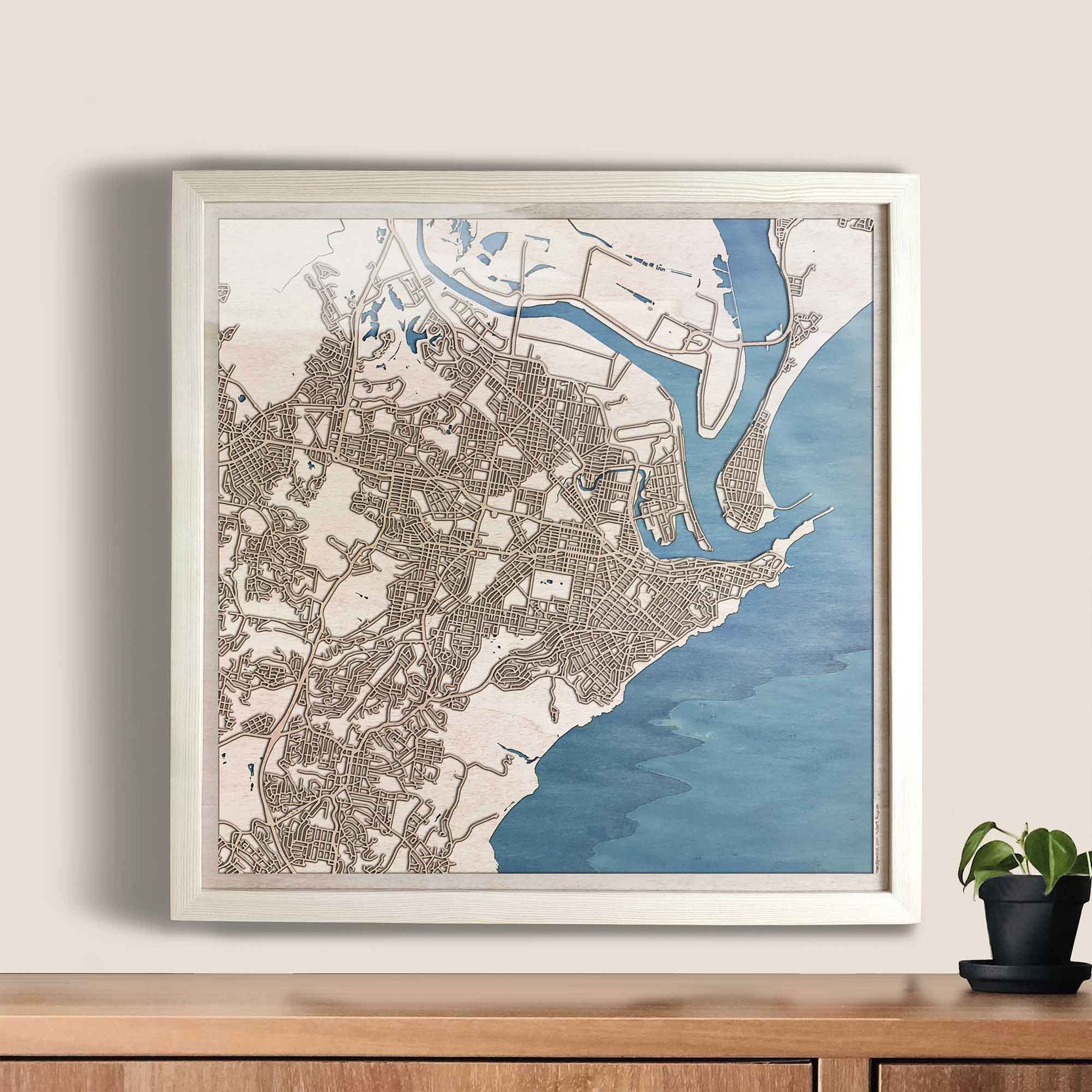 Newcastle Wooden Map by CityWood - Custom Wood Map Art - Unique Laser Cut Engraved - Anniversary Gift