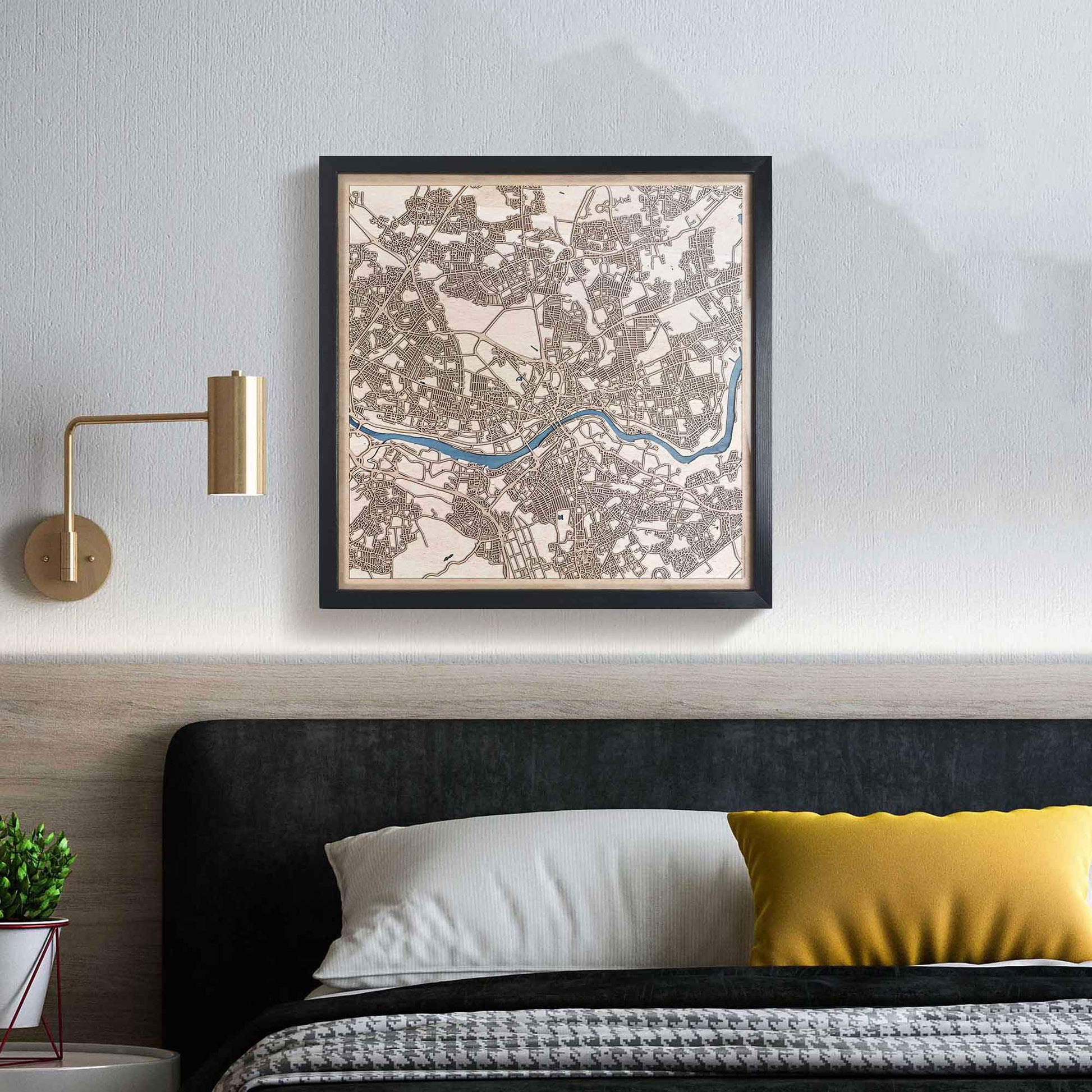 Newcastle upon Tyne Wooden Map by CityWood - Custom Wood Map Art - Unique Laser Cut Engraved - Anniversary Gift