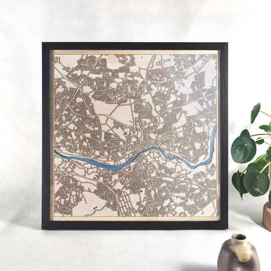 Newcastle upon Tyne Wooden Map by CityWood - Custom Wood Map Art - Unique Laser Cut Engraved - Anniversary Gift