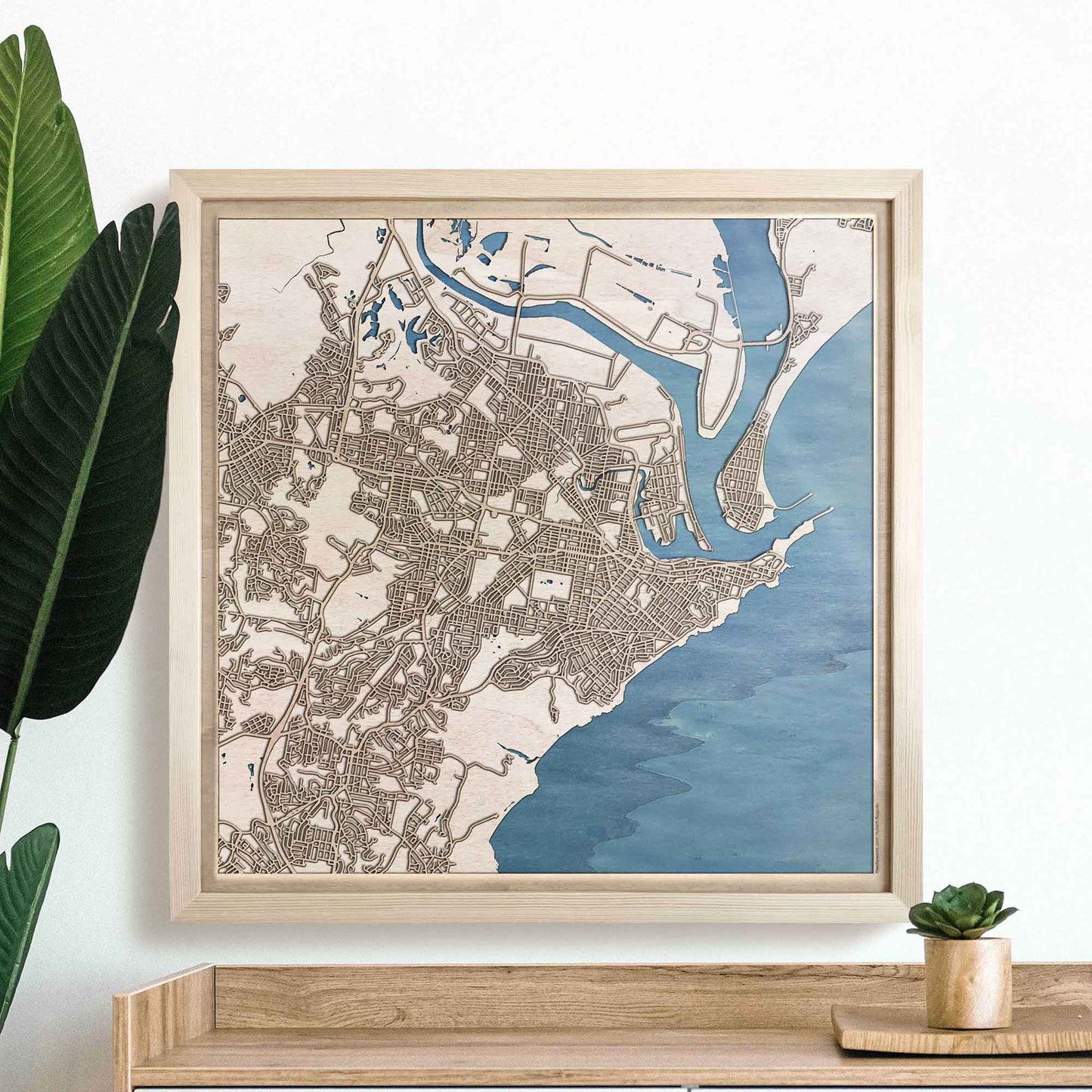 Newcastle Wooden Map by CityWood - Custom Wood Map Art - Unique Laser Cut Engraved - Anniversary Gift