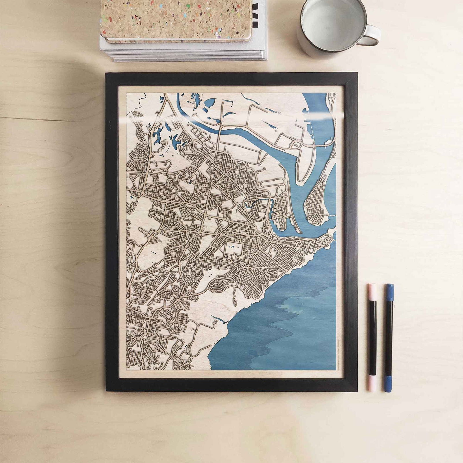 Newcastle Wooden Map by CityWood - Custom Wood Map Art - Unique Laser Cut Engraved - Anniversary Gift