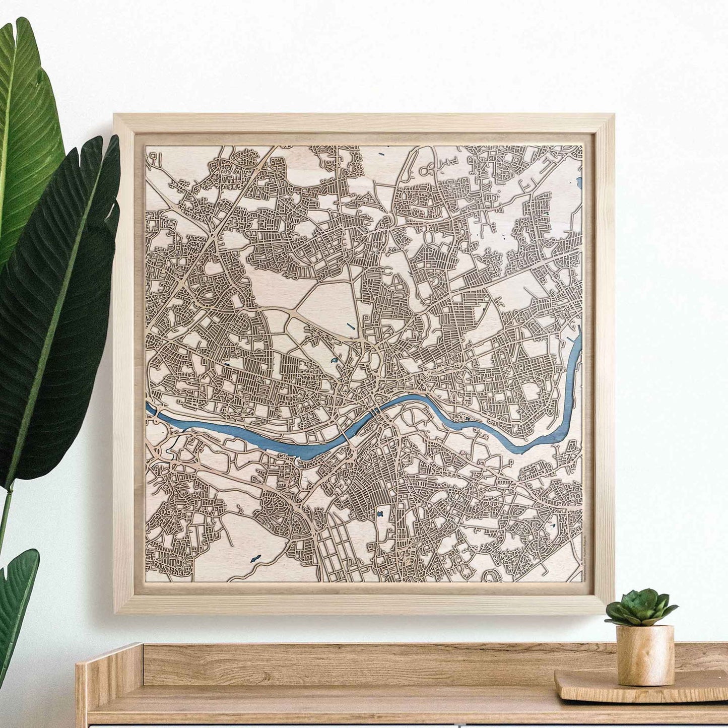 Newcastle upon Tyne Wooden Map by CityWood - Custom Wood Map Art - Unique Laser Cut Engraved - Anniversary Gift