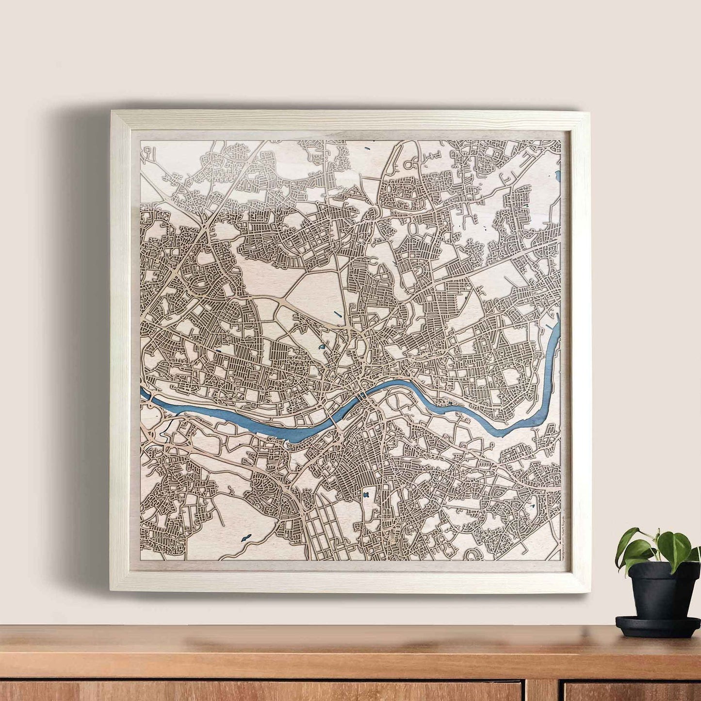 Newcastle upon Tyne Wooden Map by CityWood - Custom Wood Map Art - Unique Laser Cut Engraved - Anniversary Gift