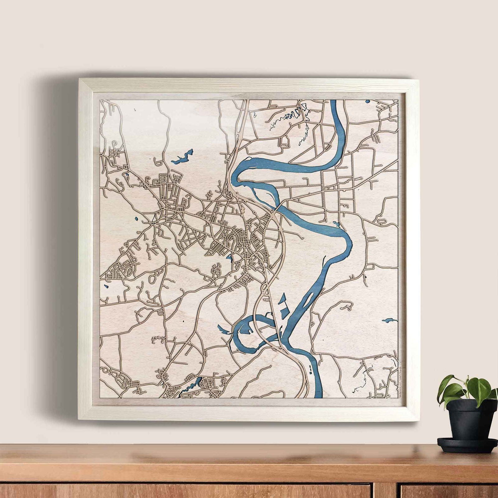 Northampton Wooden Map by CityWood - Custom Wood Map Art - Unique Laser Cut Engraved - Anniversary Gift