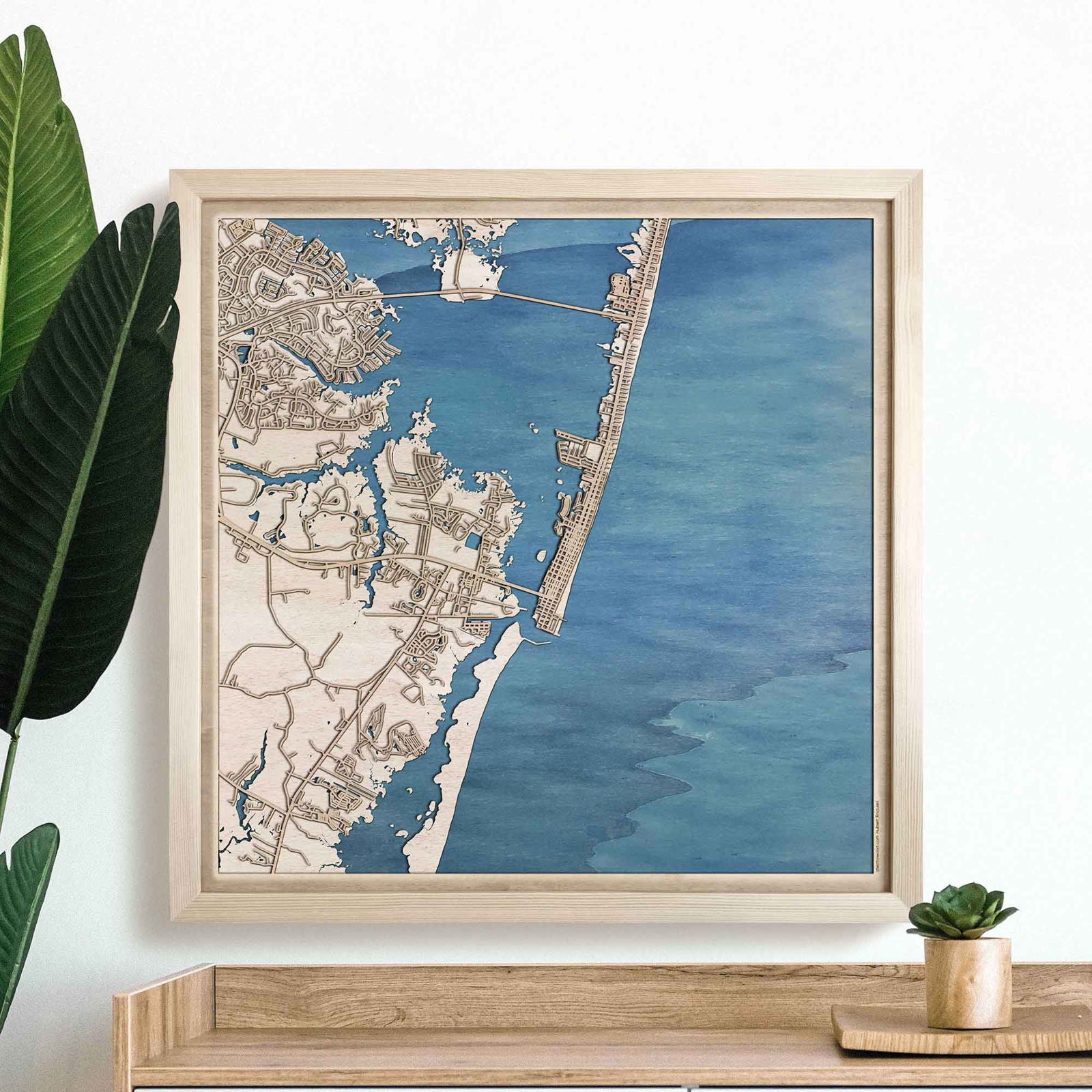 Ocean City Wooden Map by CityWood - Custom Wood Map Art - Unique Laser Cut Engraved - Anniversary Gift