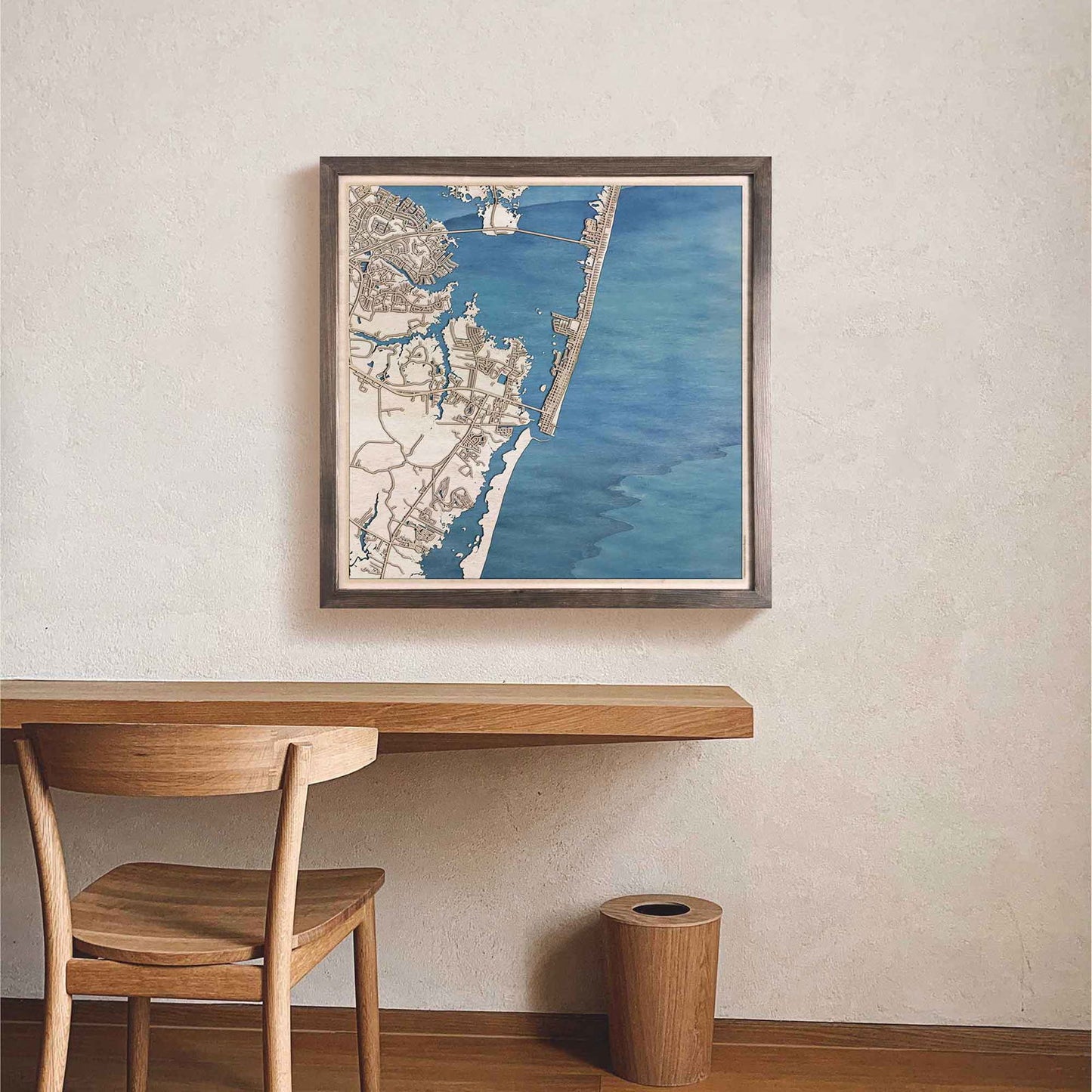 Ocean City Wooden Map by CityWood - Custom Wood Map Art - Unique Laser Cut Engraved - Anniversary Gift