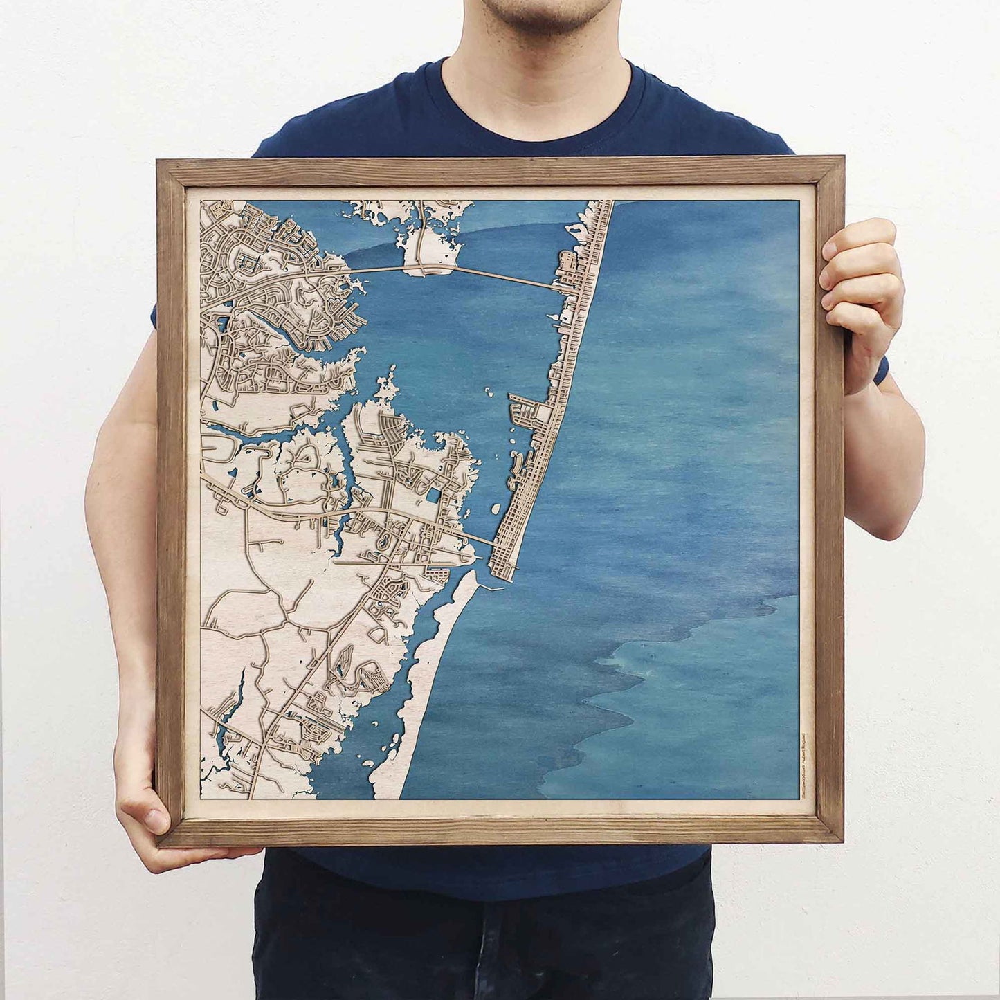 Ocean City Wooden Map by CityWood - Custom Wood Map Art - Unique Laser Cut Engraved - Anniversary Gift