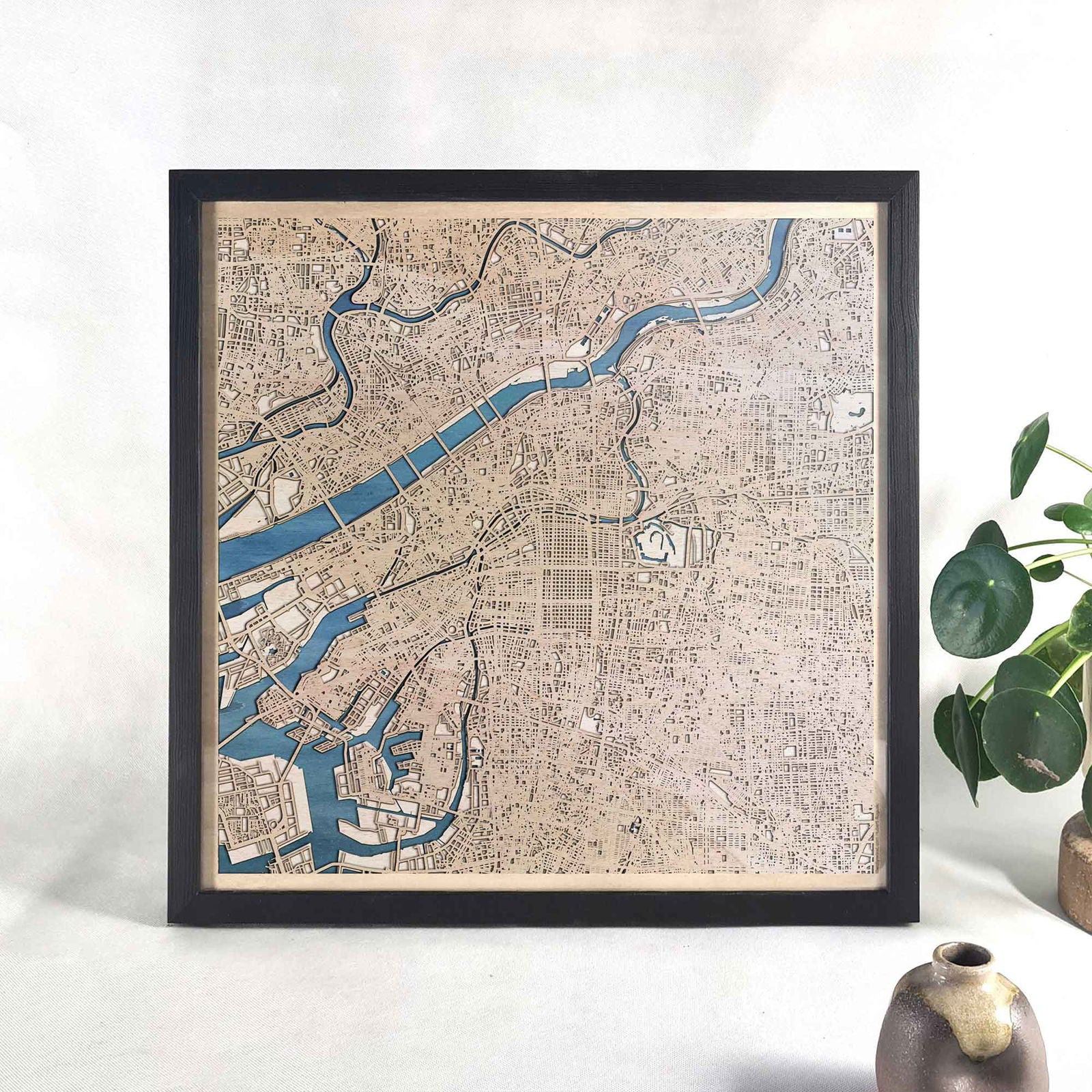 Osaka Wooden Map by CityWood - Custom Wood Map Art - Unique Laser Cut Engraved - Anniversary Gift