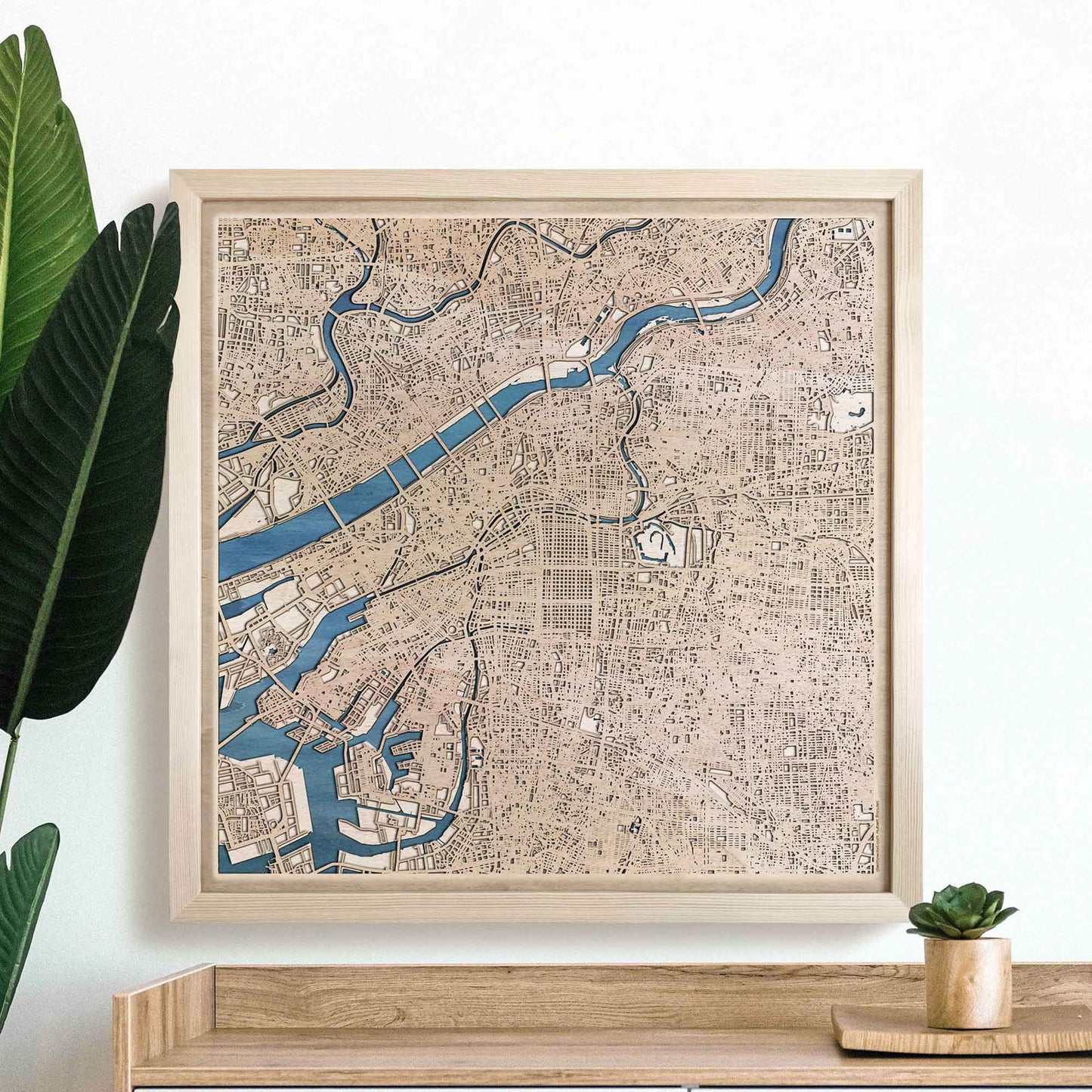 Osaka Wooden Map by CityWood - Custom Wood Map Art - Unique Laser Cut Engraved - Anniversary Gift