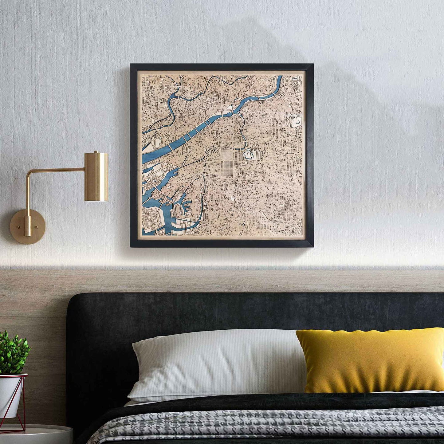 Osaka Wooden Map by CityWood - Custom Wood Map Art - Unique Laser Cut Engraved - Anniversary Gift