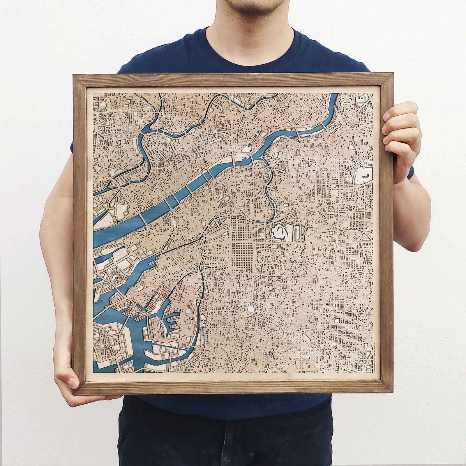 Osaka Wooden Map by CityWood - Custom Wood Map Art - Unique Laser Cut Engraved - Anniversary Gift