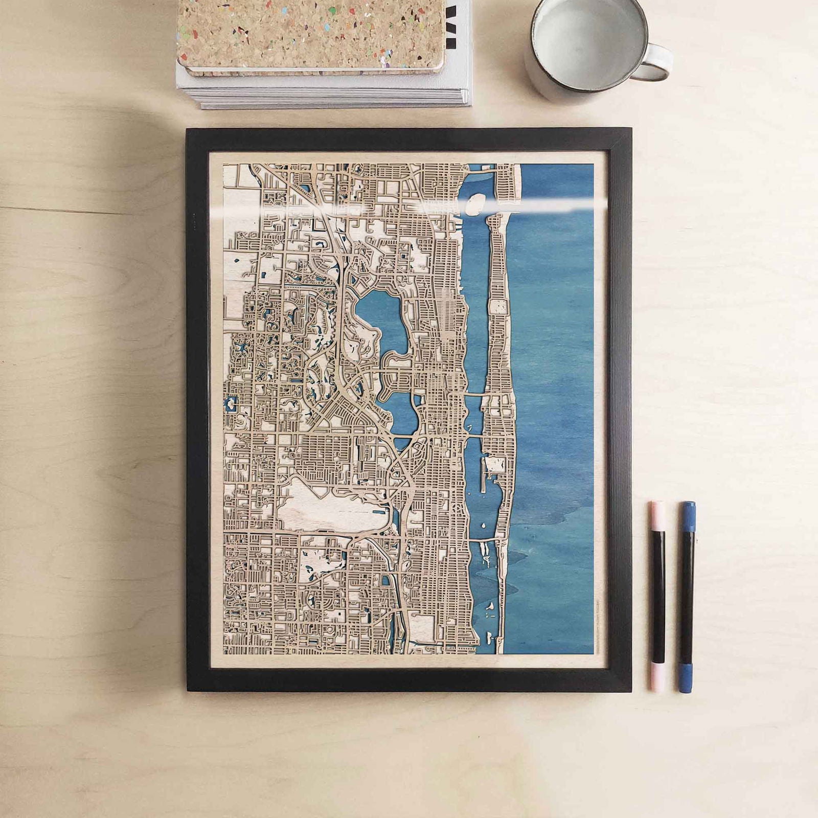 Palm Beach Wooden Map by CityWood - Custom Wood Map Art - Unique Laser Cut Engraved - Anniversary Gift