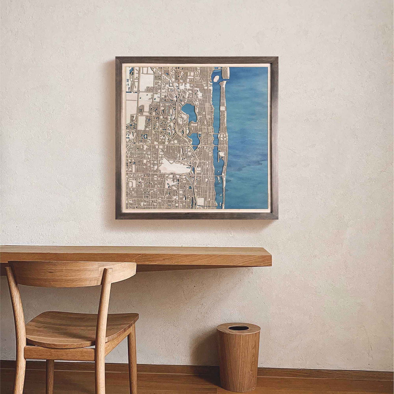Palm Beach Wooden Map by CityWood - Custom Wood Map Art - Unique Laser Cut Engraved - Anniversary Gift