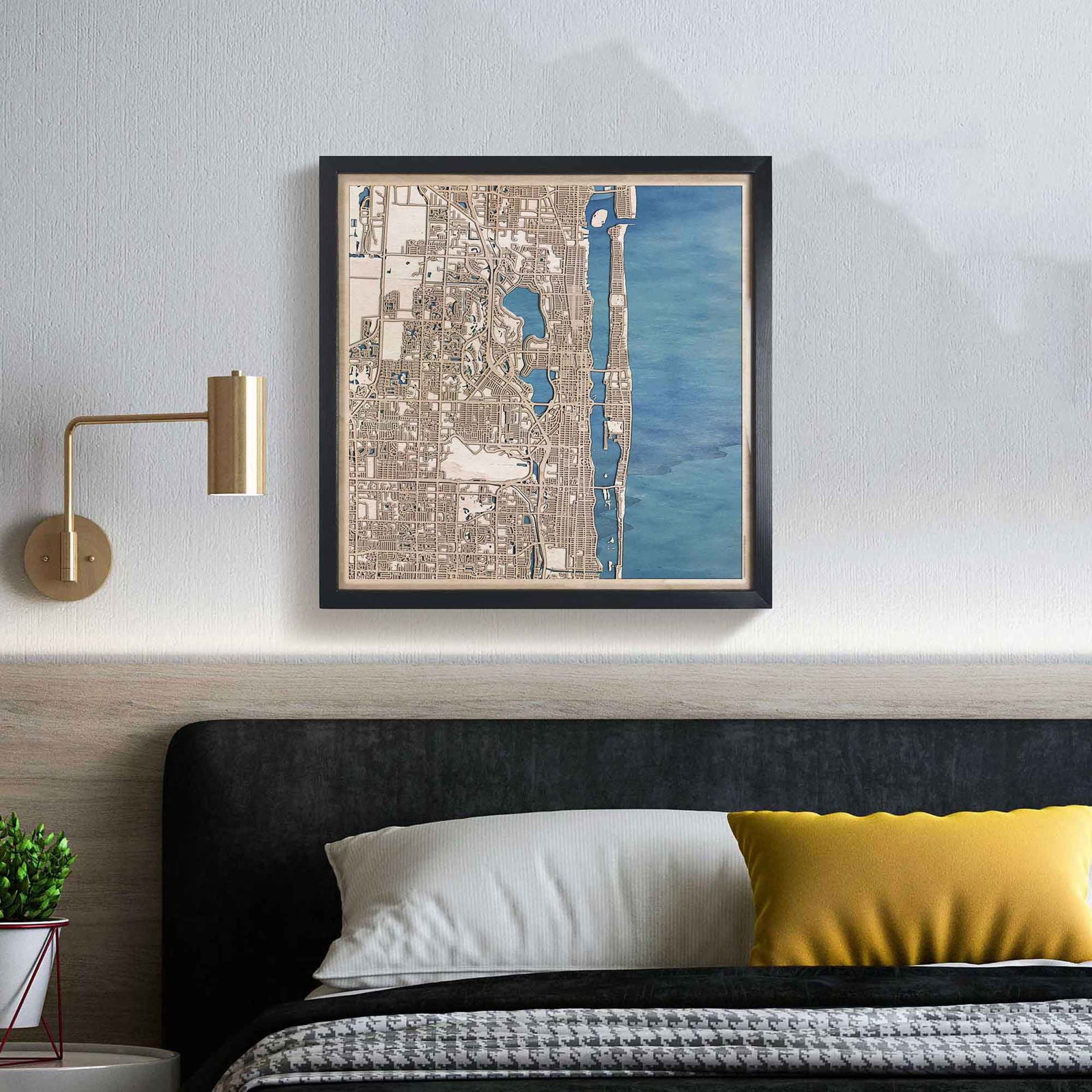 Palm Beach Wooden Map by CityWood - Custom Wood Map Art - Unique Laser Cut Engraved - Anniversary Gift