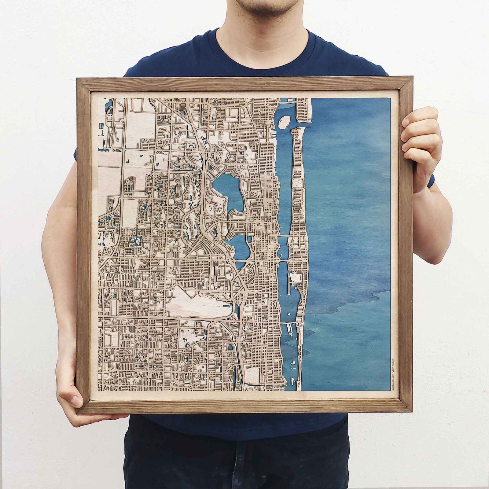 Palm Beach Wooden Map by CityWood - Custom Wood Map Art - Unique Laser Cut Engraved - Anniversary Gift