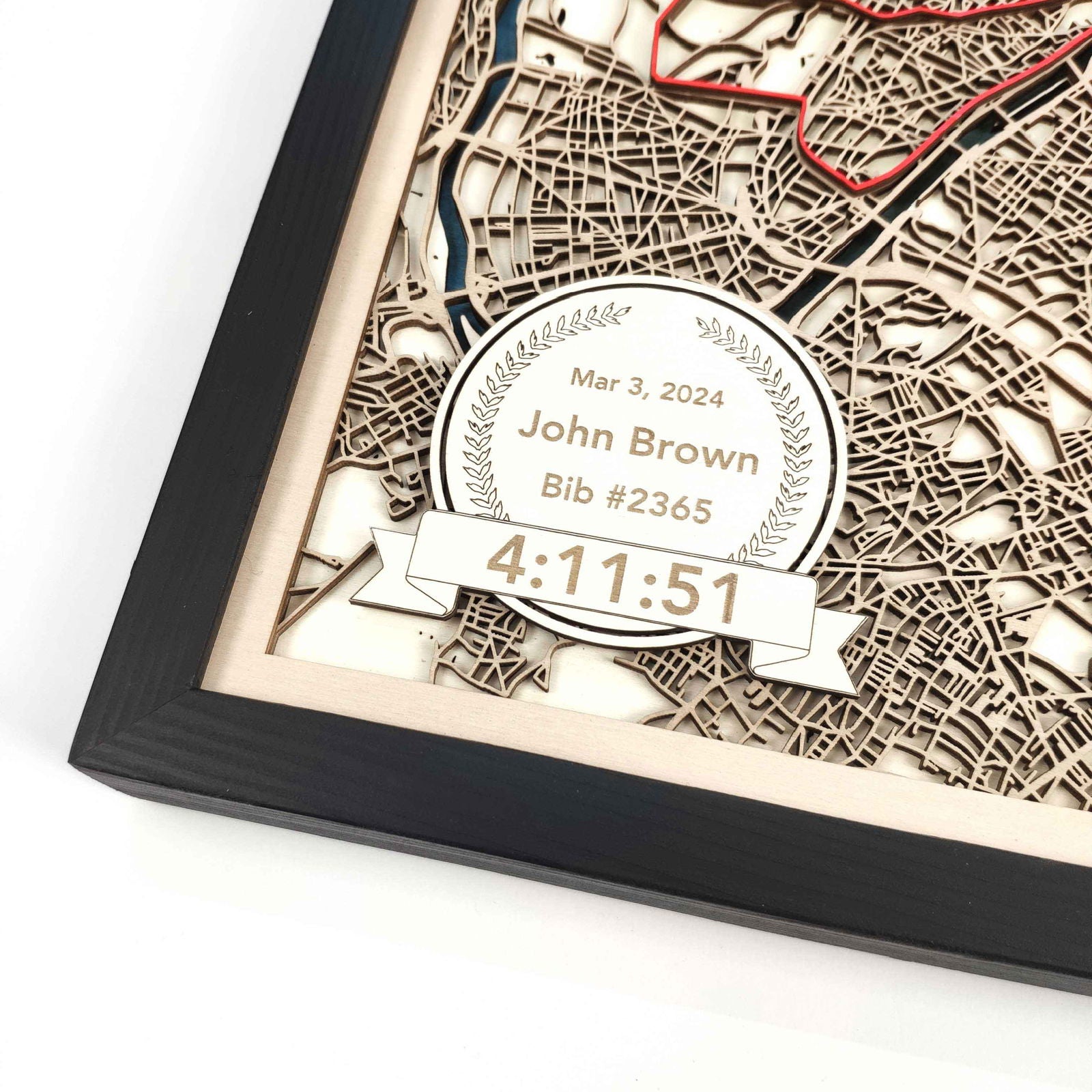 Paris Marathon Course Map - Wall Art Gift by CityWood - Custom Wood Map Art - Unique Laser Cut Engraved - Anniversary Gift