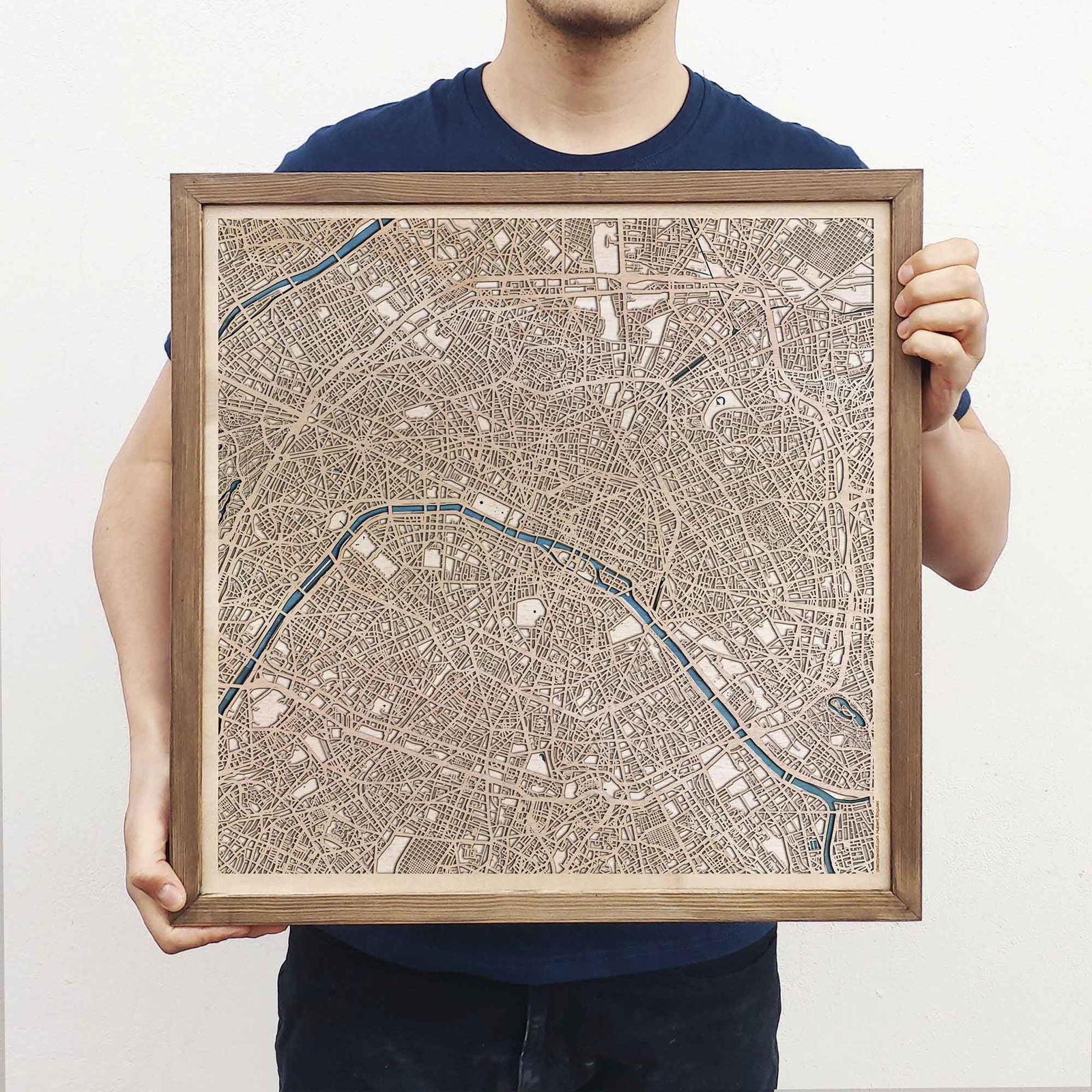 Paris Wooden Map by CityWood - Custom Wood Map Art - Unique Laser Cut Engraved - Anniversary Gift