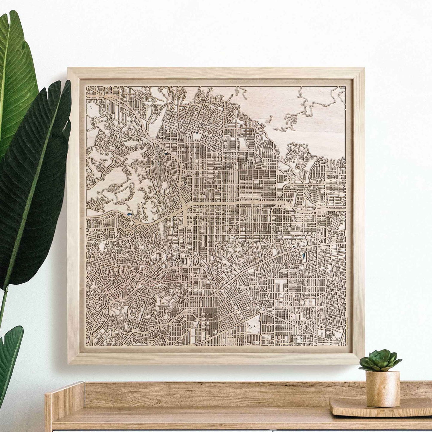 Pasadena Wooden Map by CityWood - Custom Wood Map Art - Unique Laser Cut Engraved - Anniversary Gift