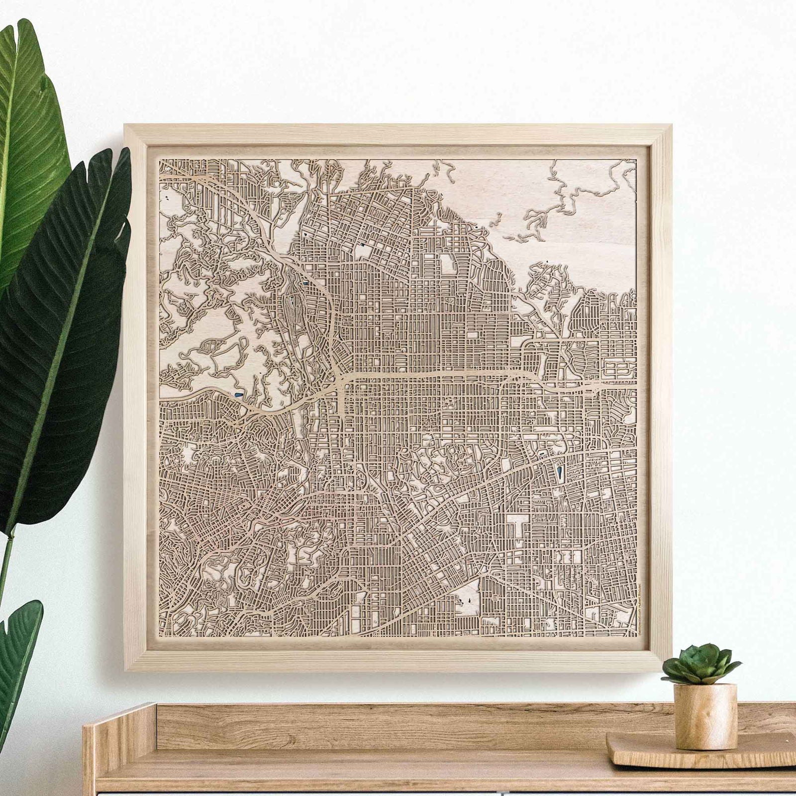 Pasadena Wooden Map by CityWood - Custom Wood Map Art - Unique Laser Cut Engraved - Anniversary Gift