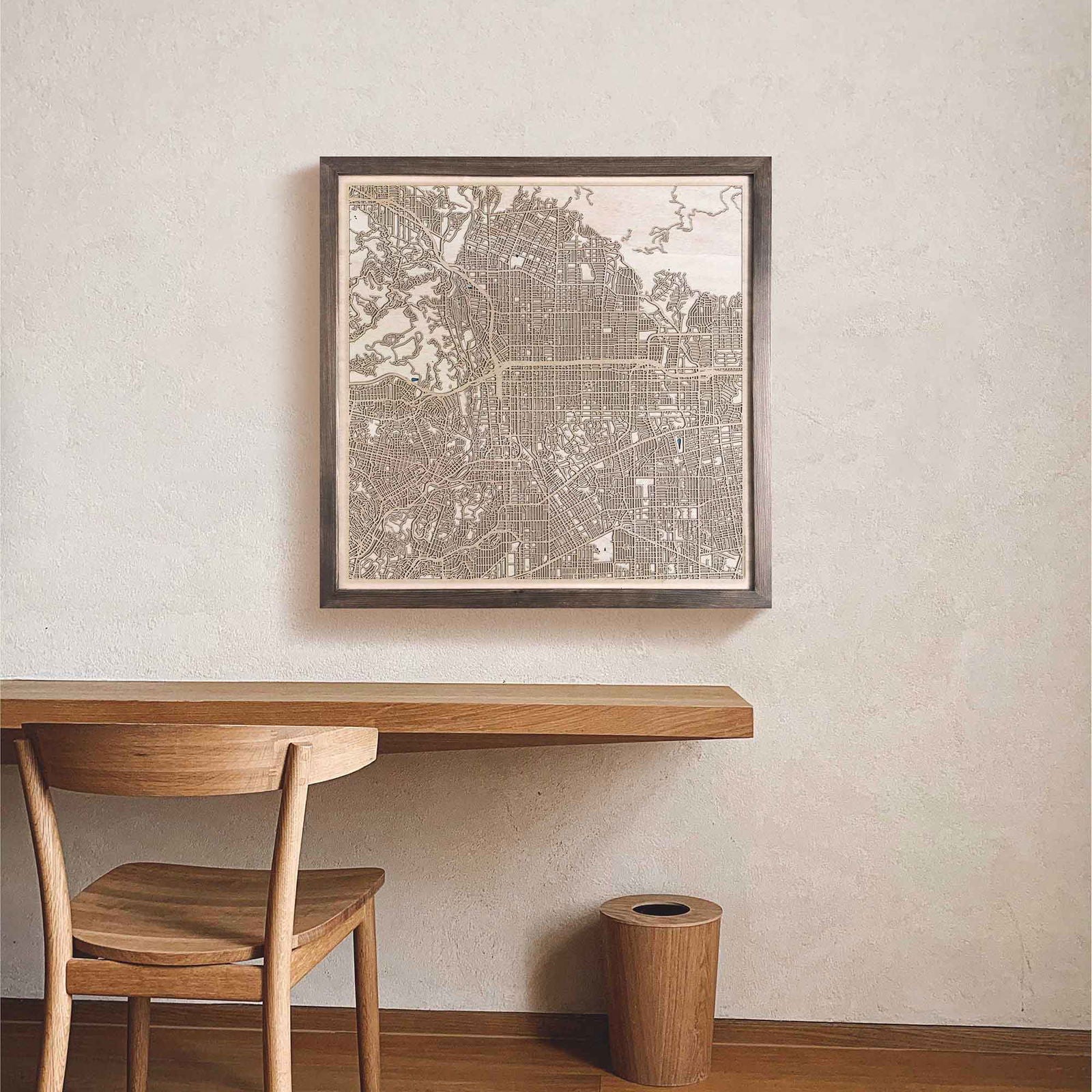 Pasadena Wooden Map by CityWood - Custom Wood Map Art - Unique Laser Cut Engraved - Anniversary Gift