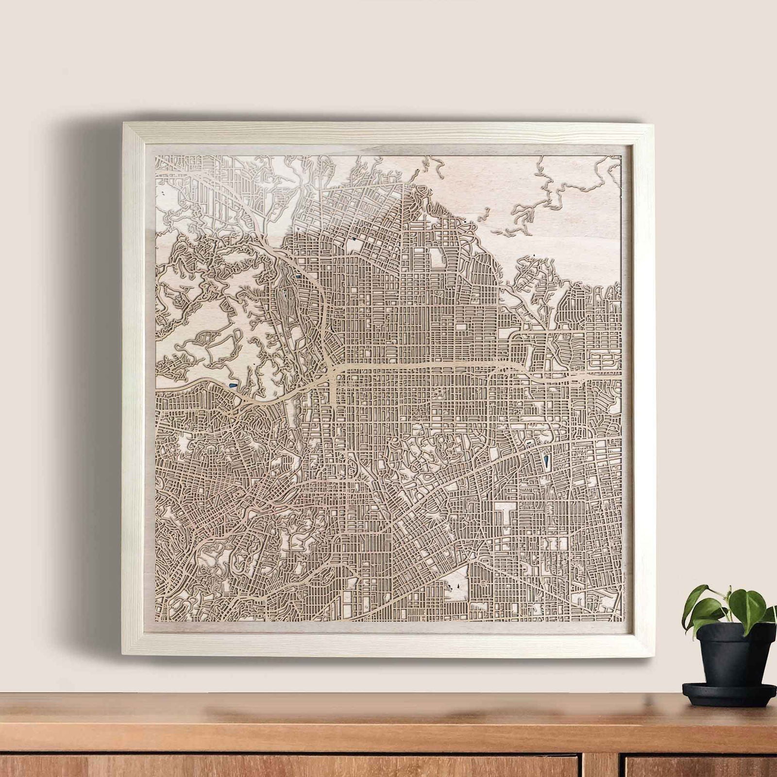Pasadena Wooden Map by CityWood - Custom Wood Map Art - Unique Laser Cut Engraved - Anniversary Gift